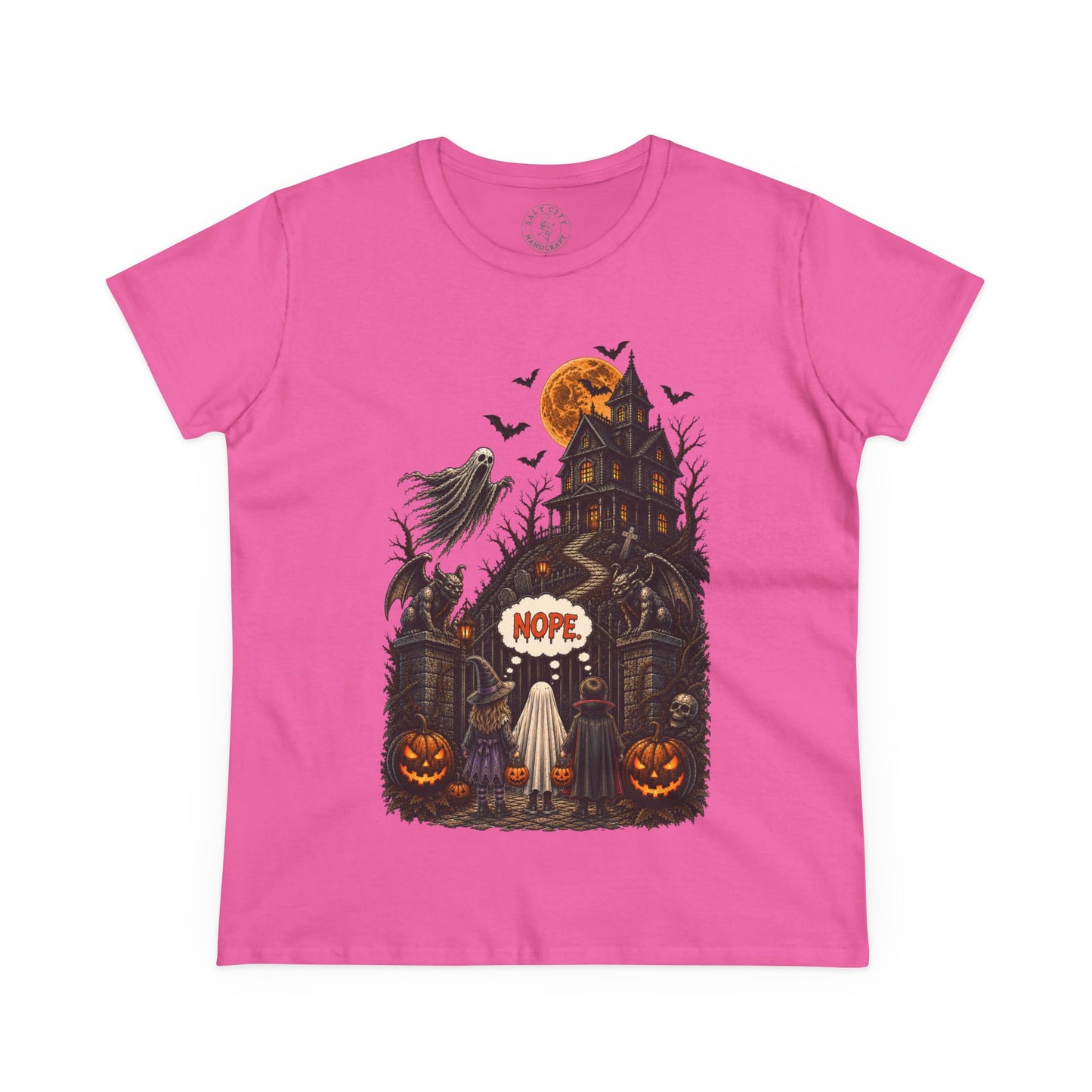 Halloween Haunted House Tee — Cute 'Nope' Trick-or-Treat Ghosts & Pumpkins Women's T‑Shirt