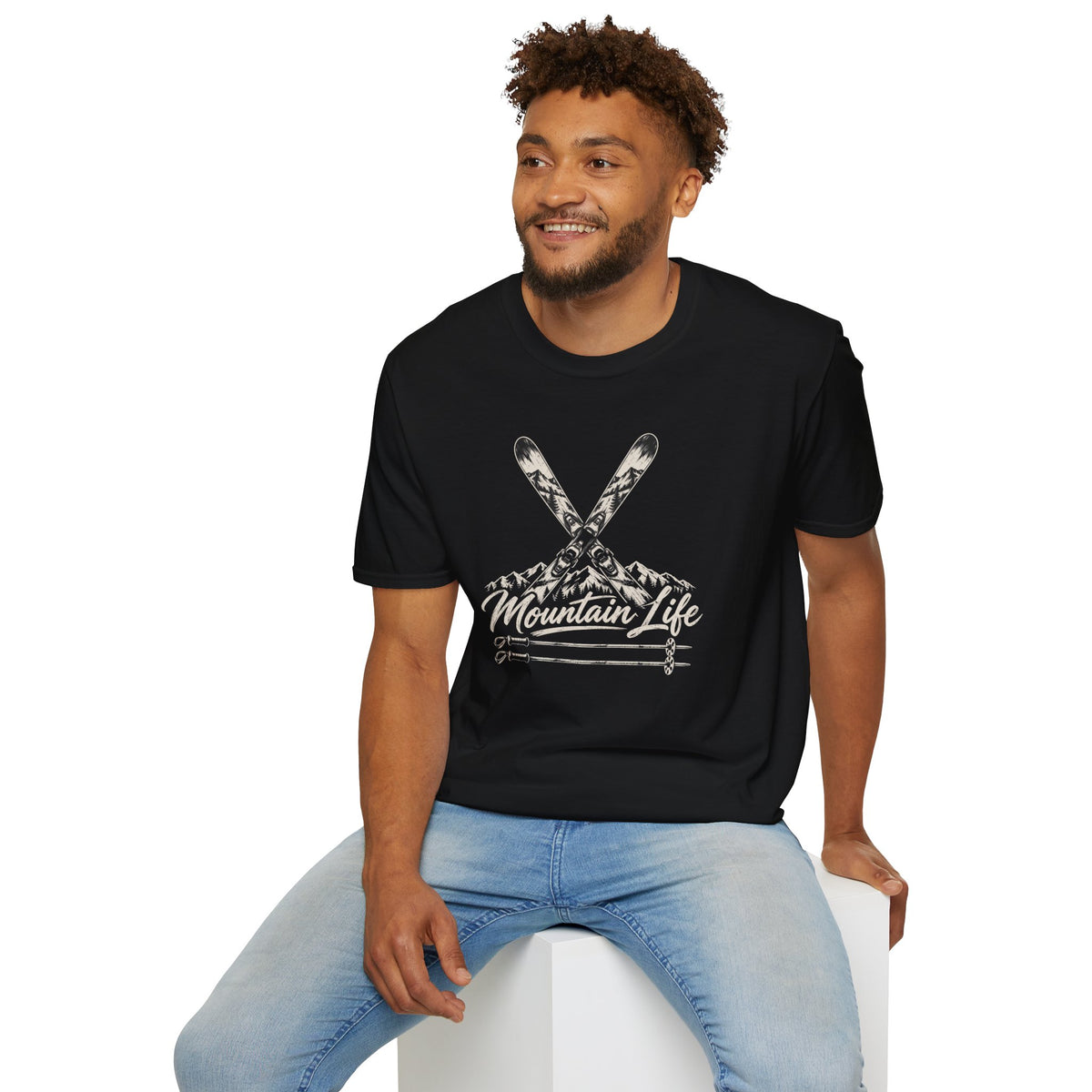 Mountain Life Ski T-Shirt - Retro Skiing Graphic - Unisex