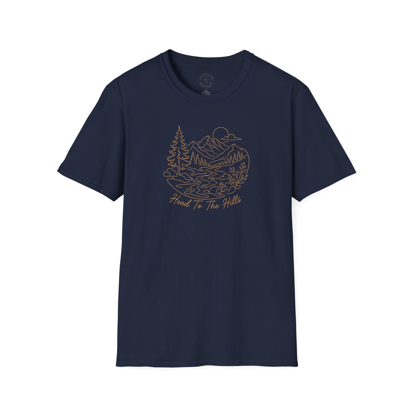 Distressed ‘Head for the Hills’ Mountain Graphic T-Shirt