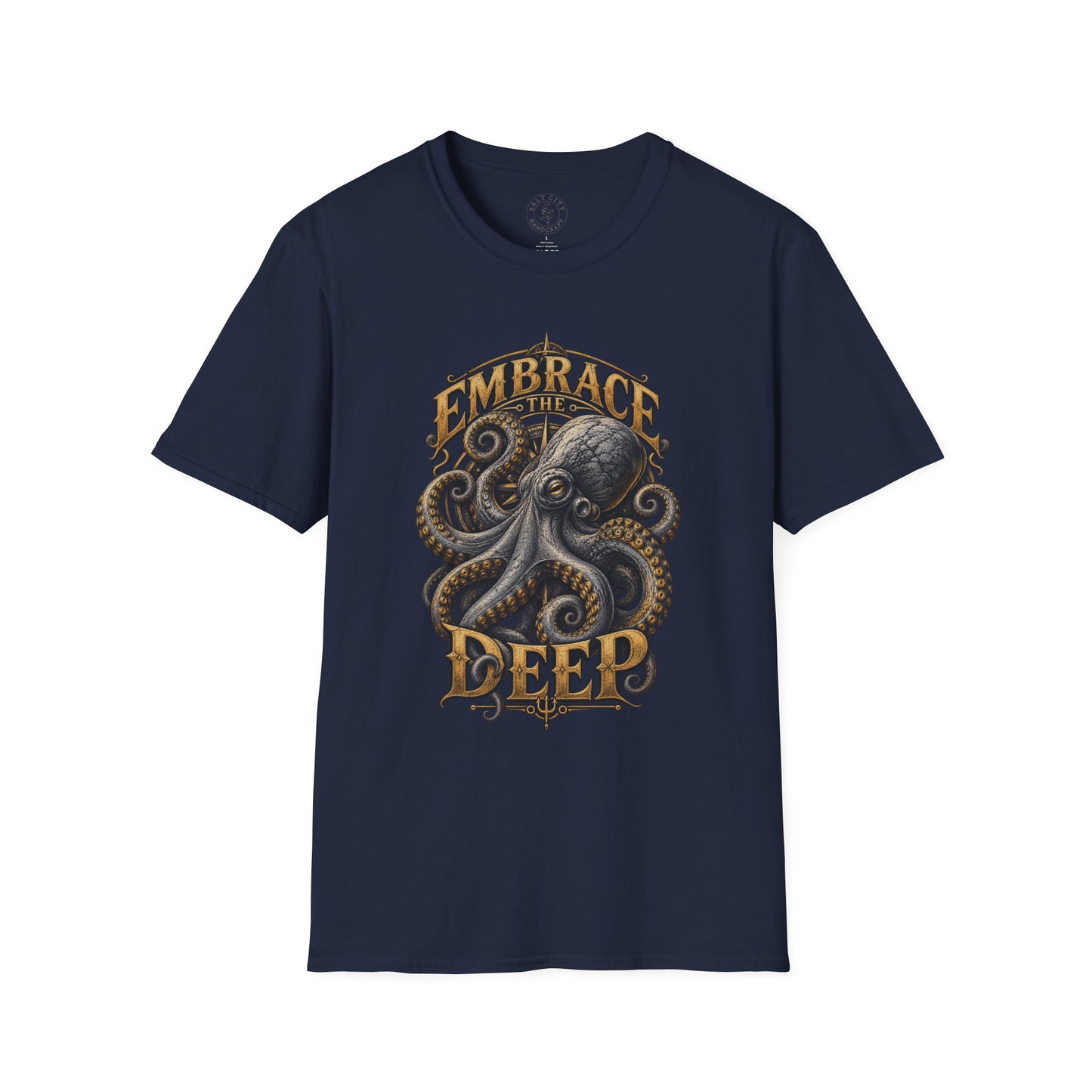Unisex Softstyle T-Shirt - Unique Octopus Print - Slightly Faded Design