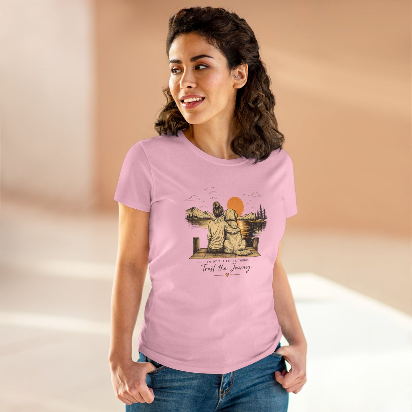 Trust the Journey Women's Cotton Tee - Inspirational Sunset Graphic Tee