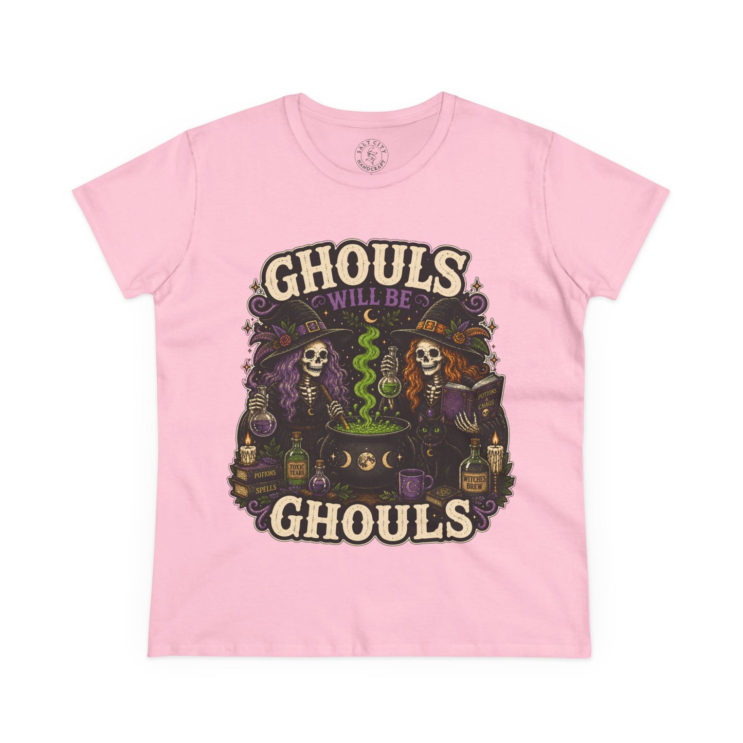 Halloween Ghouls Tee – "Ghouls Will Be Ghouls" Skull Cauldron T-Shirt