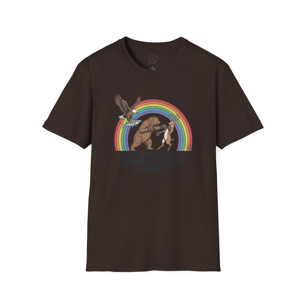 This Is Prolly My Awesomest T-Shirt — Funny Retro Rainbow Animal Graphic Tee