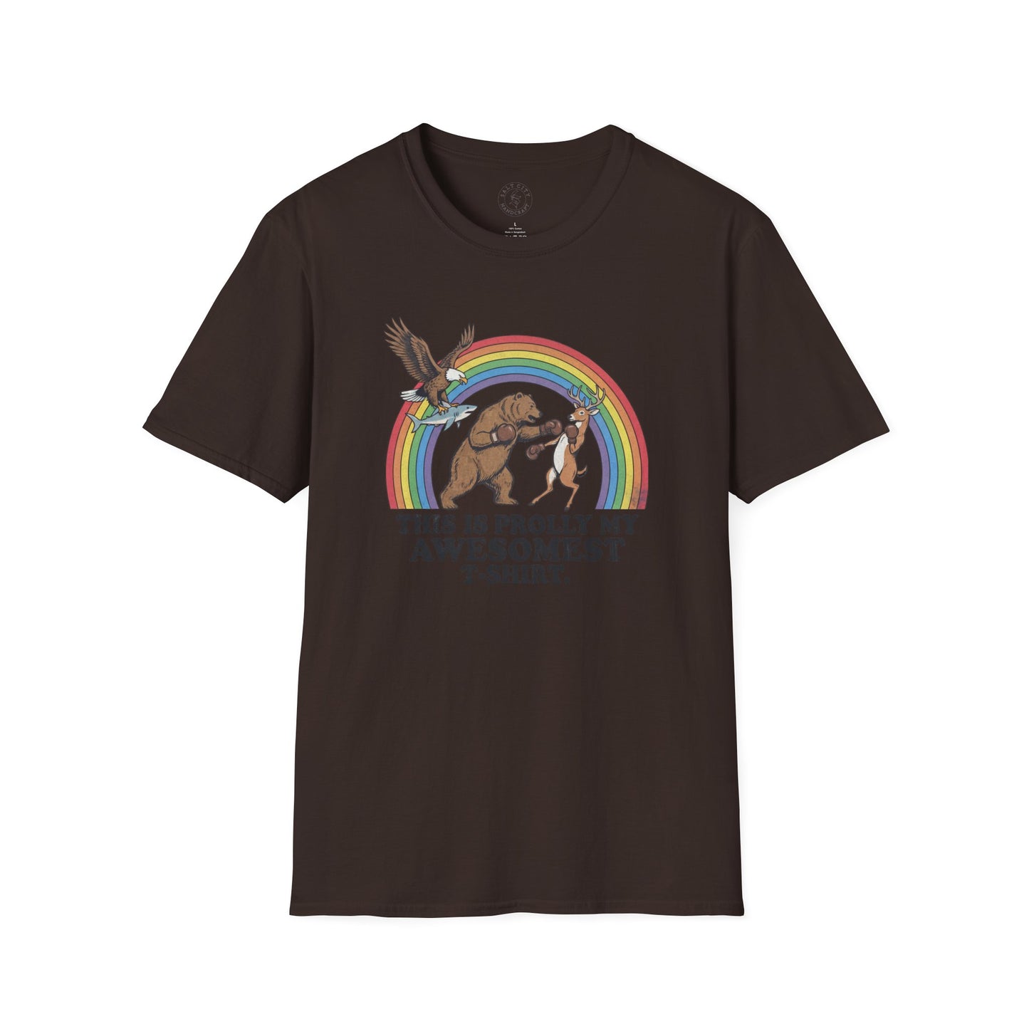 This Is Prolly My Awesomest T-Shirt — Funny Retro Rainbow Animal Graphic Tee