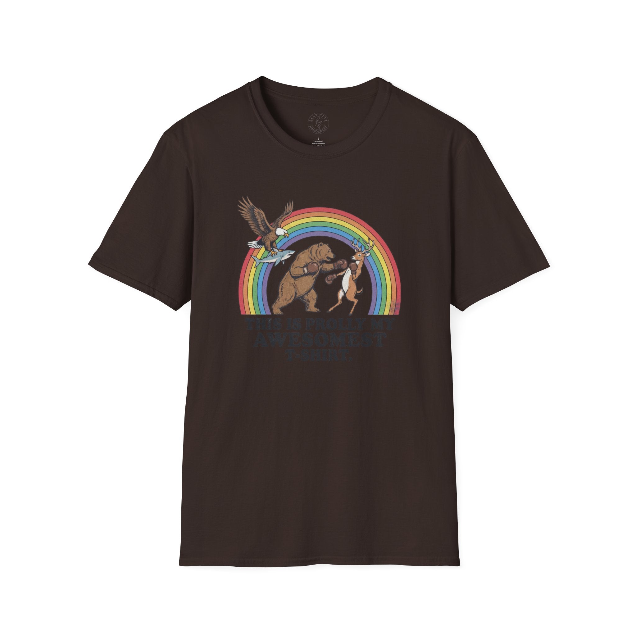 This Is Prolly My Awesomest T-Shirt — Funny Retro Rainbow Animal Graphic Tee