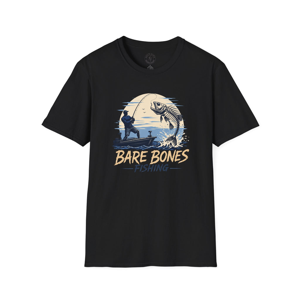 Bare Bones Fishing T-Shirt | Retro Angler Graphic Tee | Fishing Tee