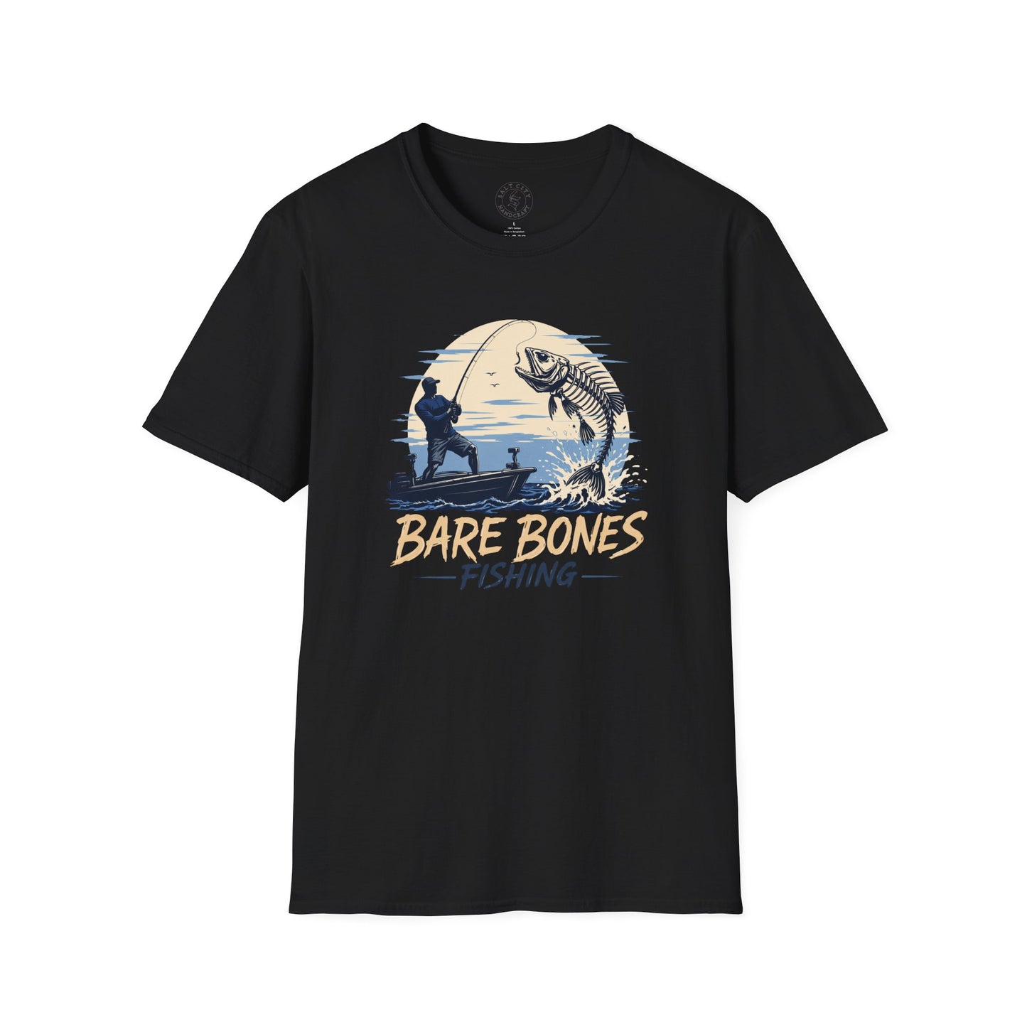 Bare Bones Fishing T-Shirt | Retro Angler Graphic Tee | Fishing Tee