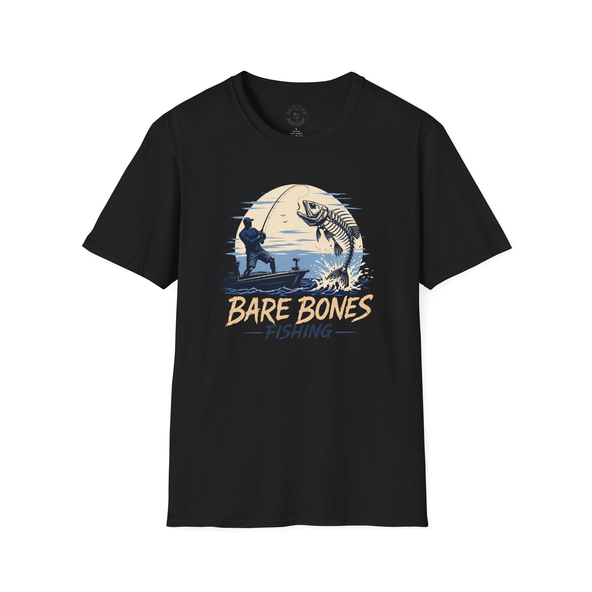 Bare Bones Fishing T-Shirt | Retro Angler Graphic Tee | Fishing Tee
