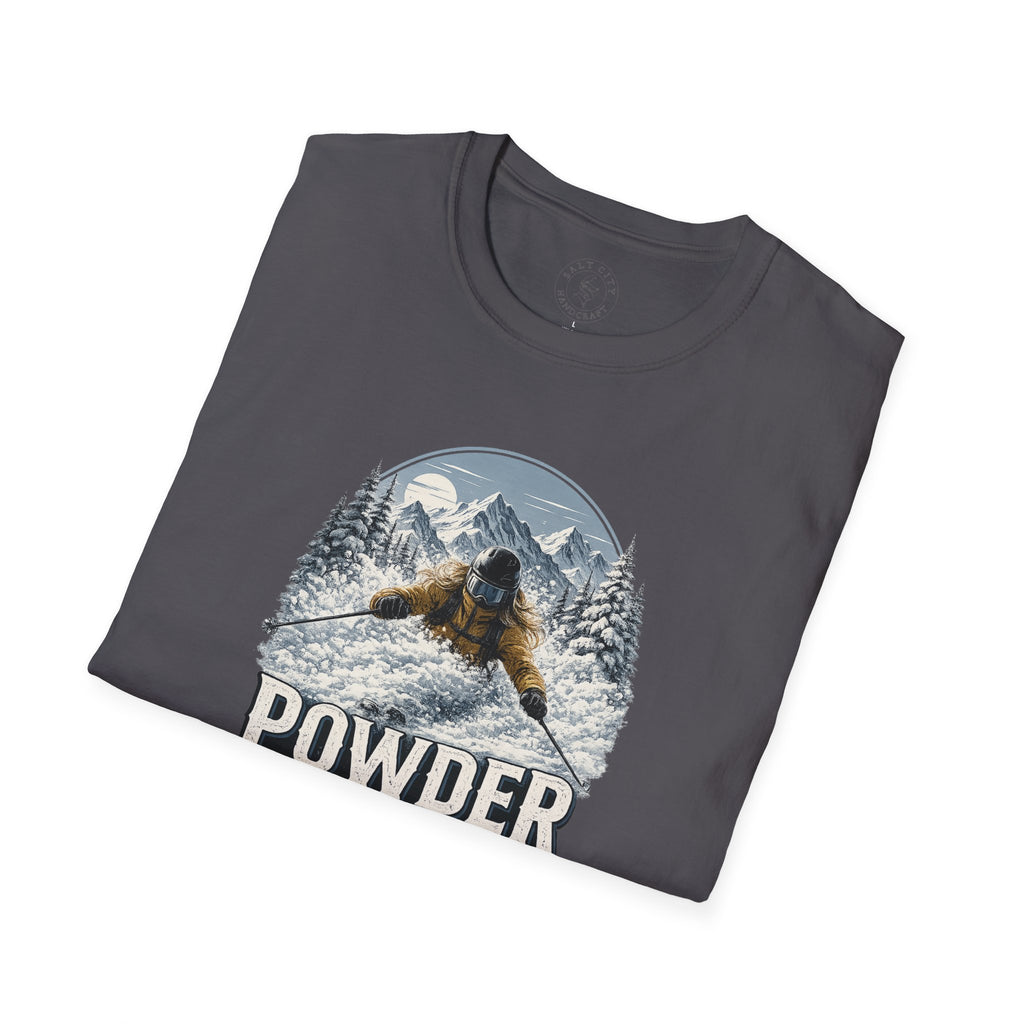 Women's Powder Before Work Ski T-Shirt |  Snowboarding Skiing Mountain Graphic Tee | Unisex Tee