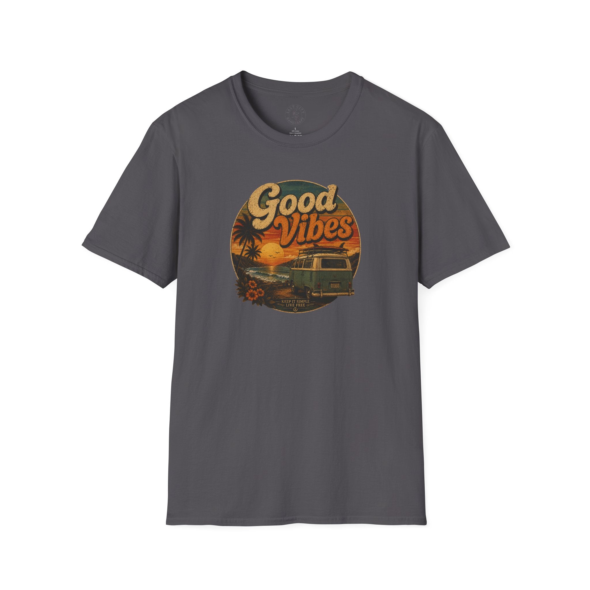 Good Vibes Sunset Tee — Retro Surf Van T-Shirt