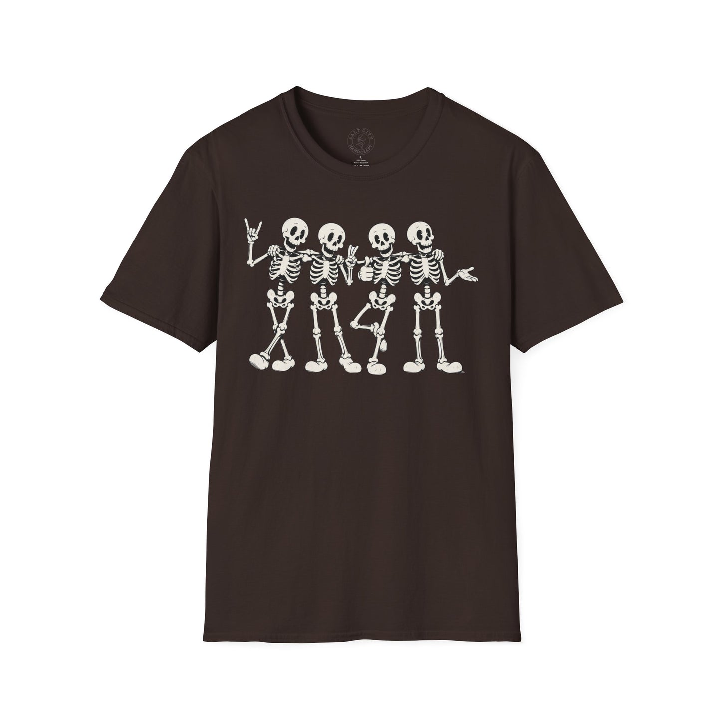 Unisex - Skeleton Friends T-Shirt — Cute Dancing Skeletons Halloween Tee