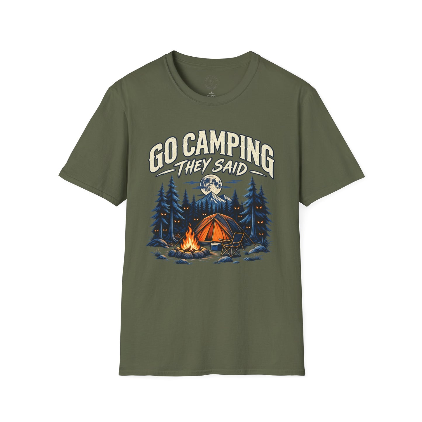 Camping T-Shirt — "Go Camping They Said" Vintage Campfire Tee