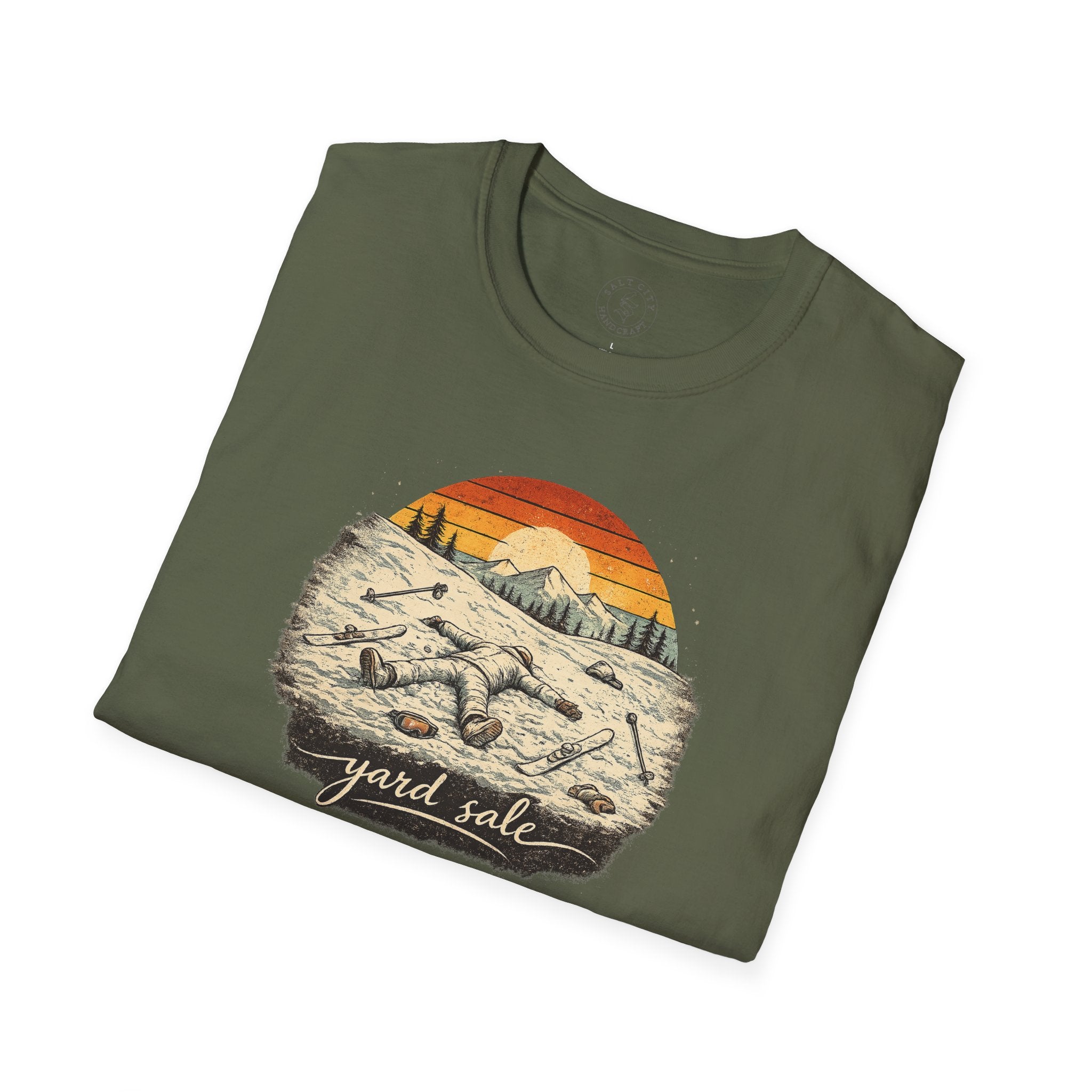 Yard Sale T-Shirt | Retro Mountain Ski Scene Graphic Tee | Ski Tee