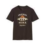 Hiking T-Shirt — "Friends That Hike Together" Retro Mountain Crew Tee