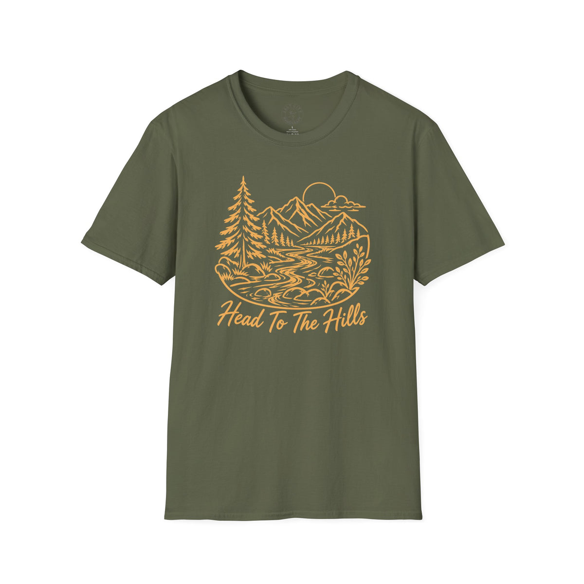 Distressed ‘Head for the Hills’ Mountain Graphic T-Shirt