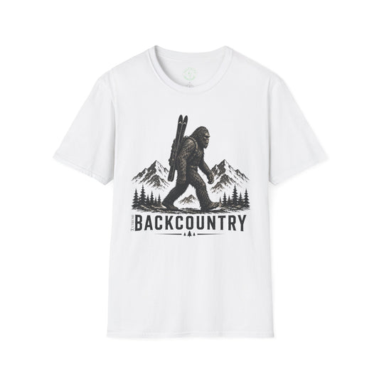 Backcountry Sasquatch T-Shirt — Mountain Skiing Bigfoot Outdoor Tee