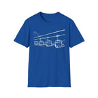 Ski Lift Chairs T-Shirt | Cable Car Line Sketch, Mountain Resort Apparel
