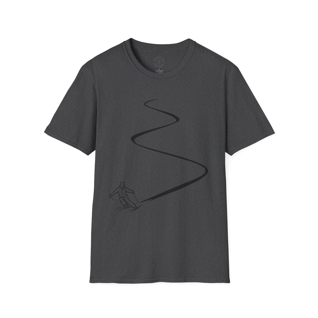 Skier Carving Turns T-Shirt | Minimal Ski Line Art