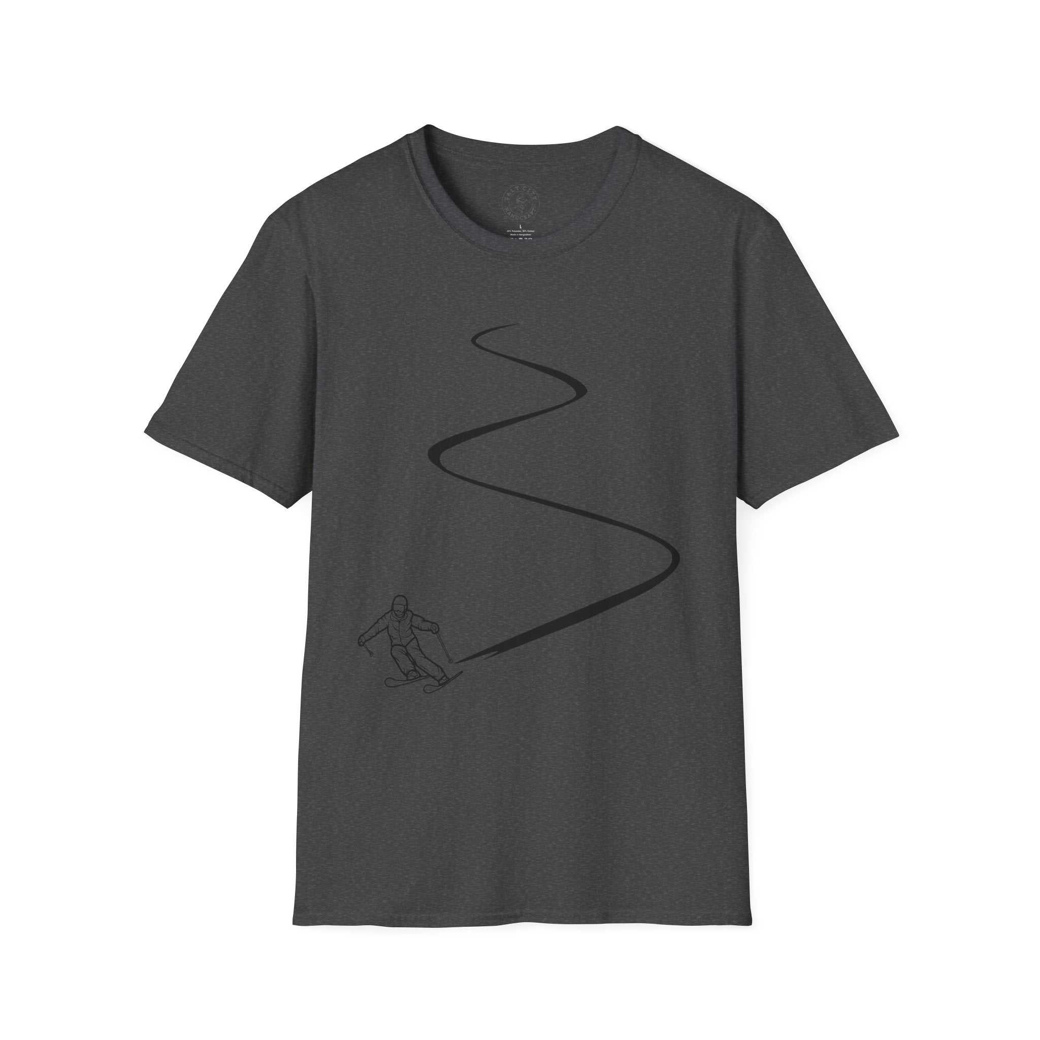Skier Carving Turns T-Shirt | Minimal Ski Line Art