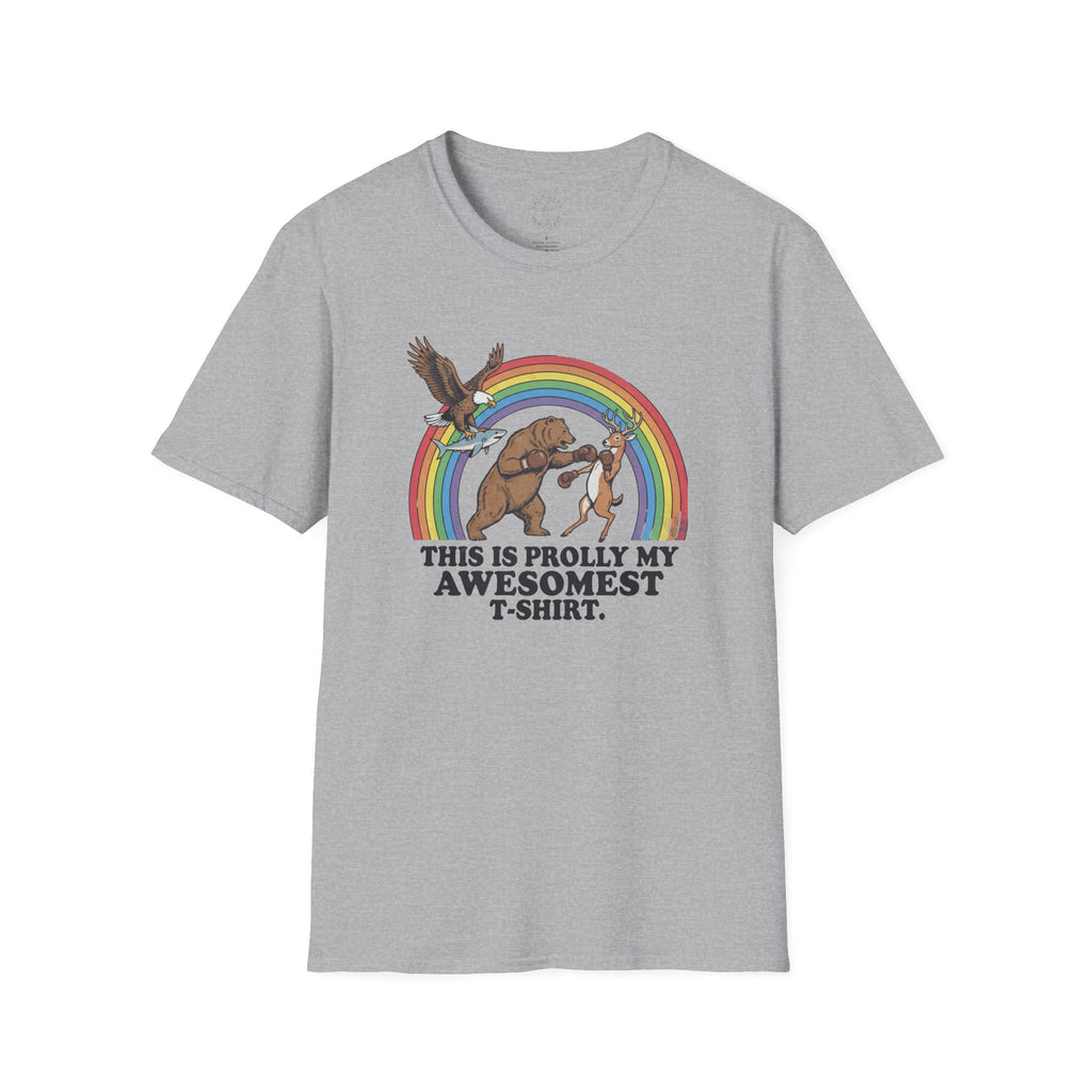 This Is Prolly My Awesomest T-Shirt — Funny Retro Rainbow Animal Graphic Tee