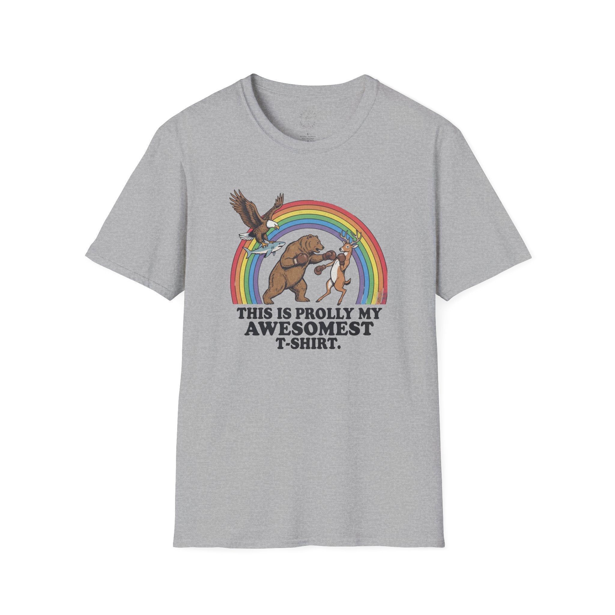 This Is Prolly My Awesomest T-Shirt — Funny Retro Rainbow Animal Graphic Tee