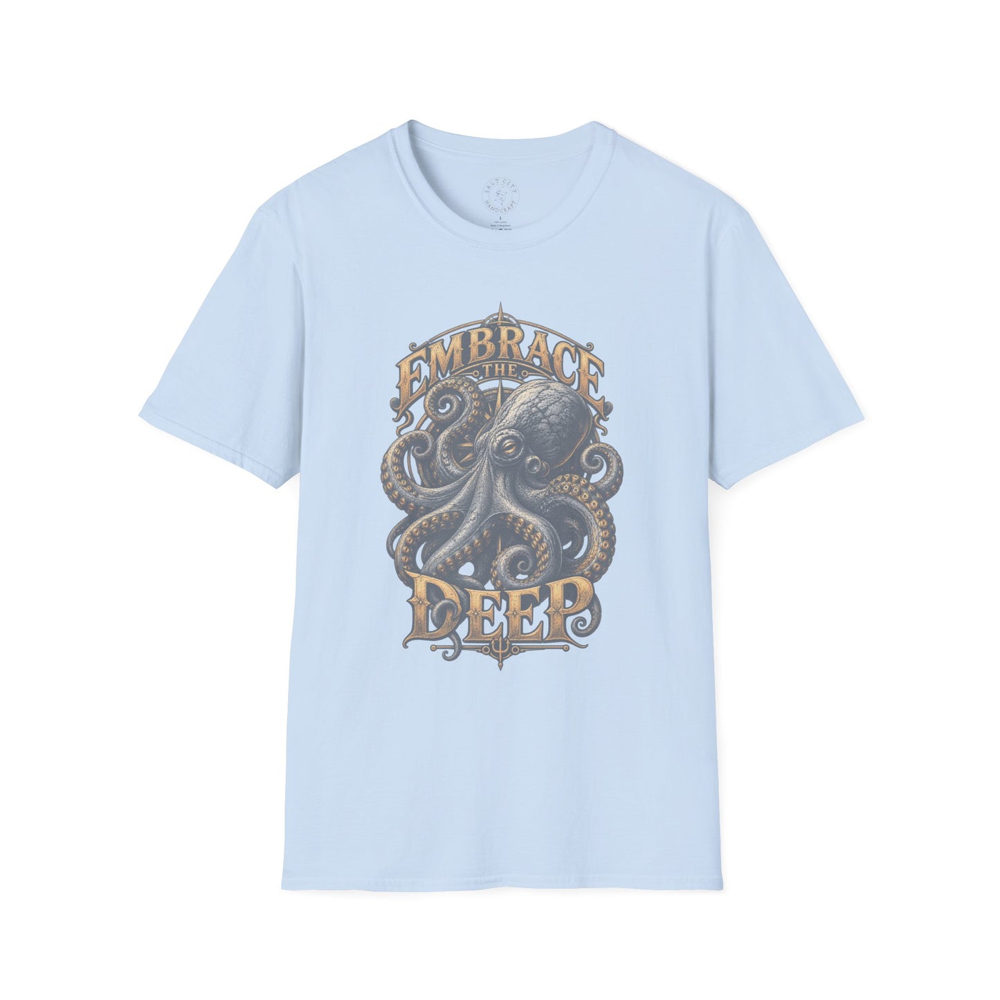 Unisex Softstyle T-Shirt - Unique Octopus Print - Slightly Faded Design