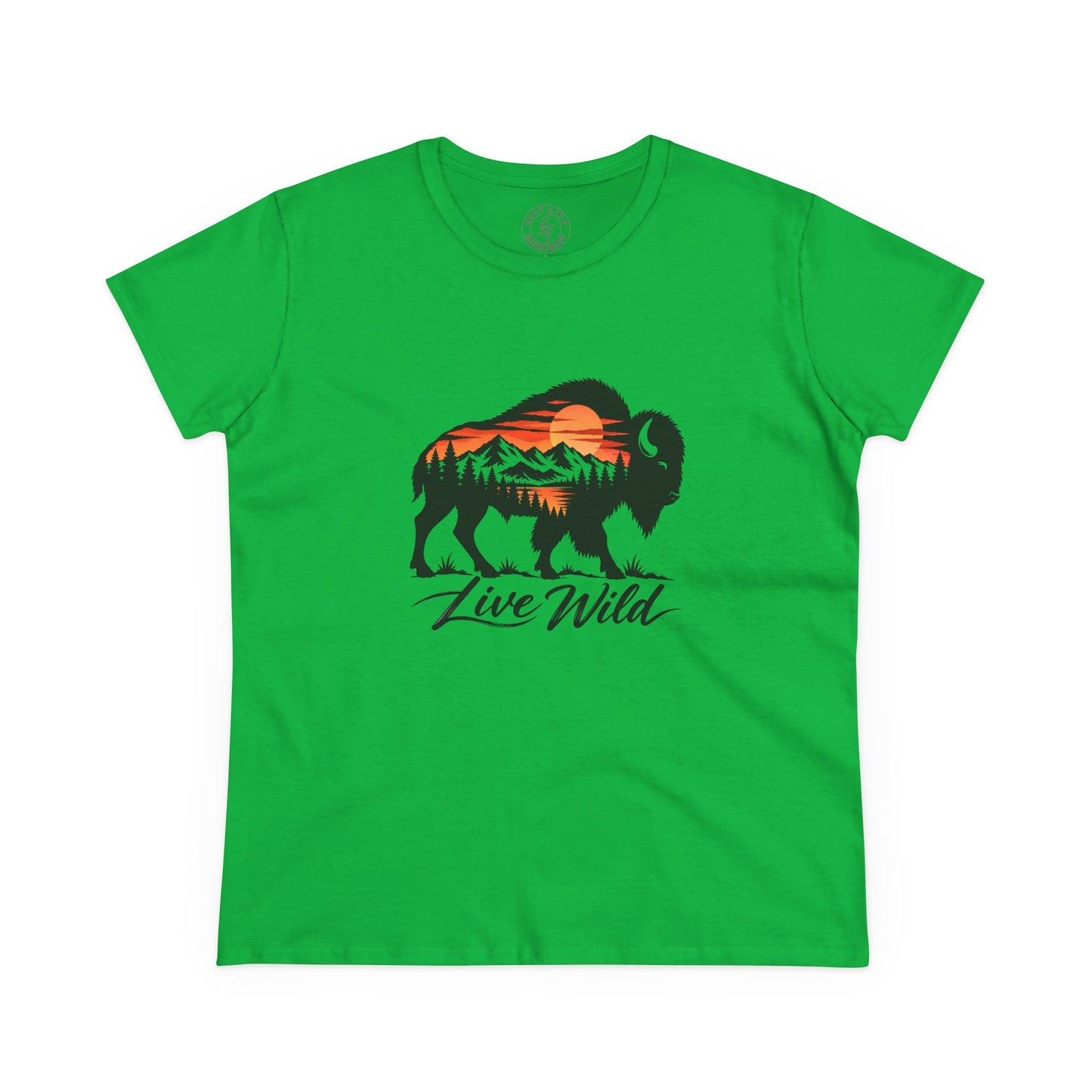 Live Wild Buffalo Tee — Women's Nature Graphic T-Shirt