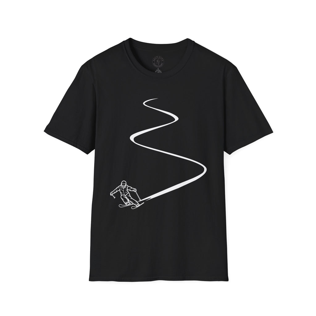 Skier Carving Turns T-Shirt | Minimal Ski Line Art