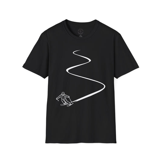 Skier Carving Turns T-Shirt | Minimal Ski Line Art
