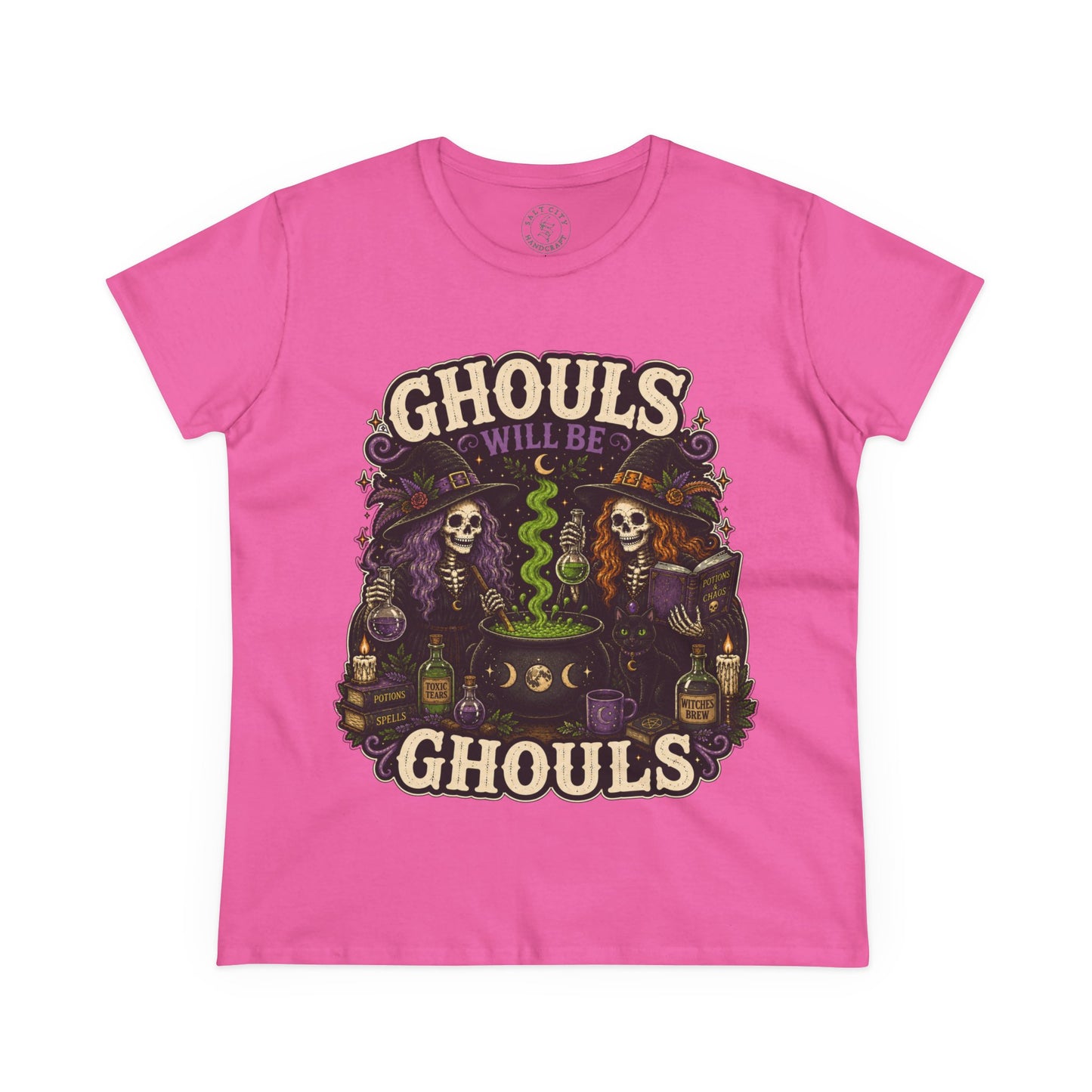 Halloween Ghouls Tee – "Ghouls Will Be Ghouls" Skull Cauldron T-Shirt