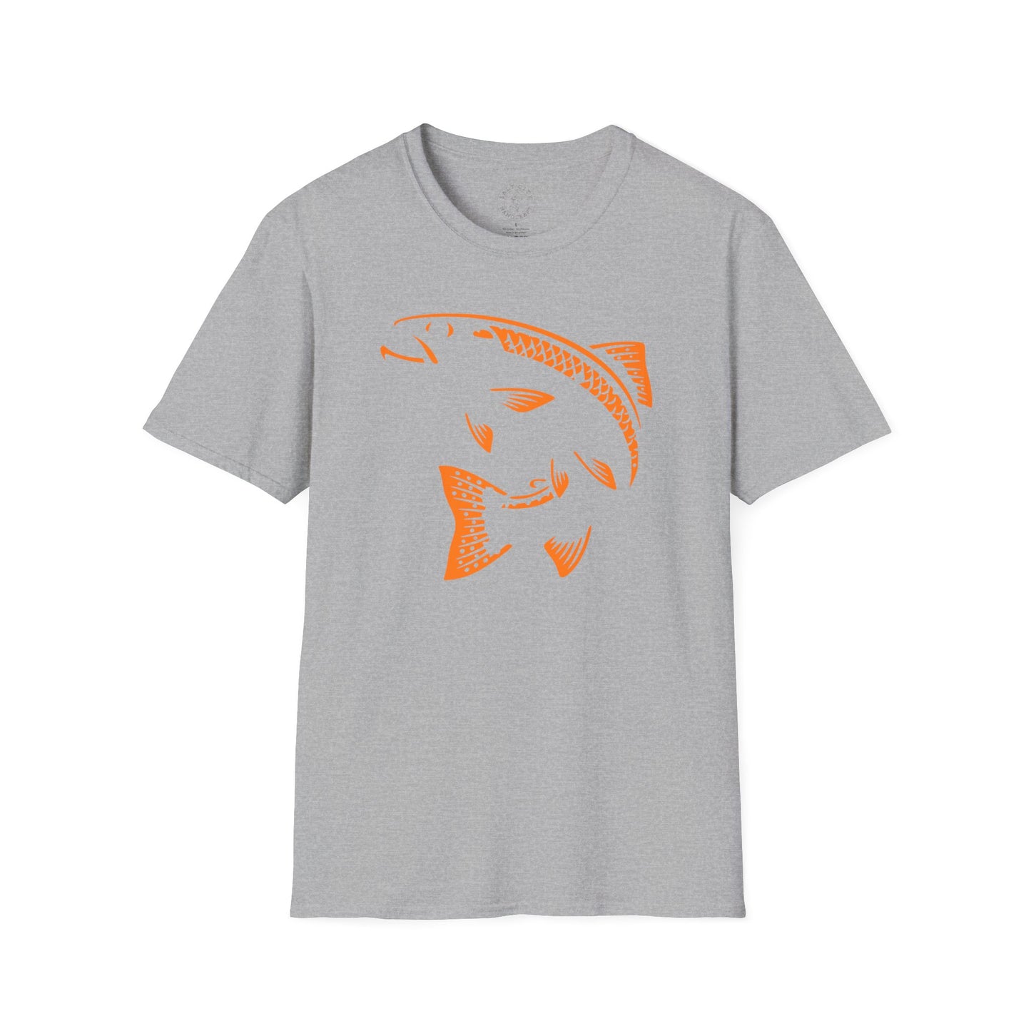 Fish Graphic T-Shirt — Orange Carved Bass Tee for Anglers & Coastal Style