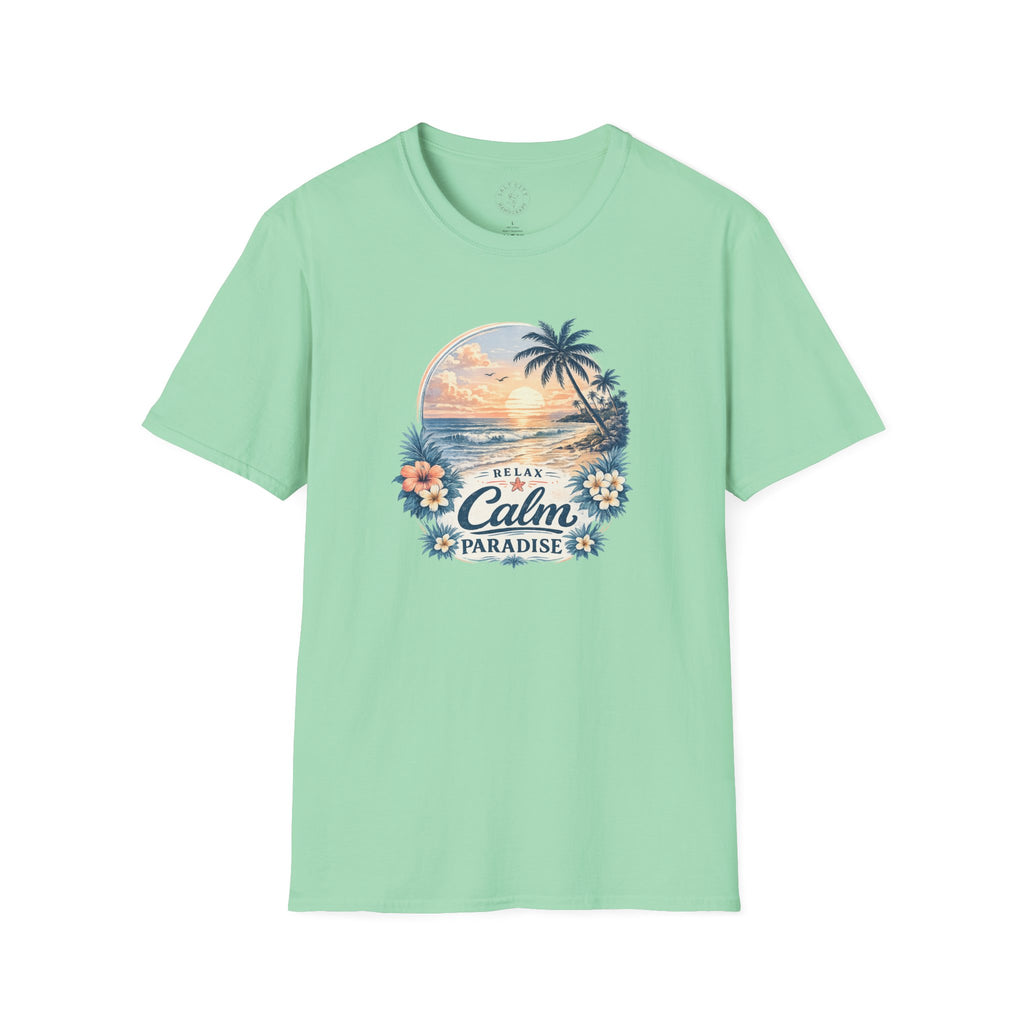 Calm Paradise Sunset T-Shirt — Tropical Beach Graphic Tee
