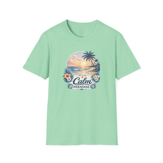 Calm Paradise Sunset T-Shirt — Tropical Beach Graphic Tee