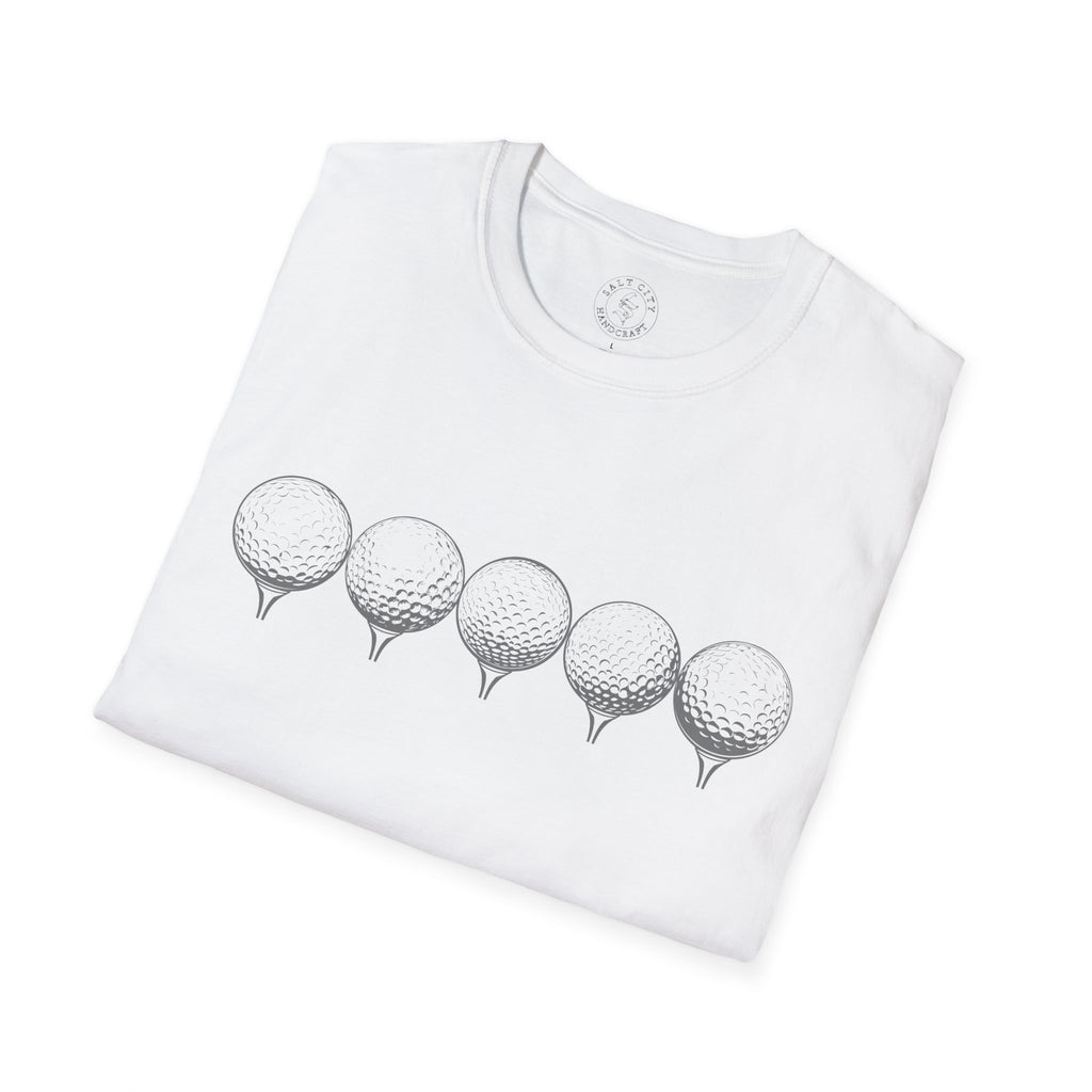 Row of Golf Balls T-Shirt | Minimalist Golf Design | Sports Apparel