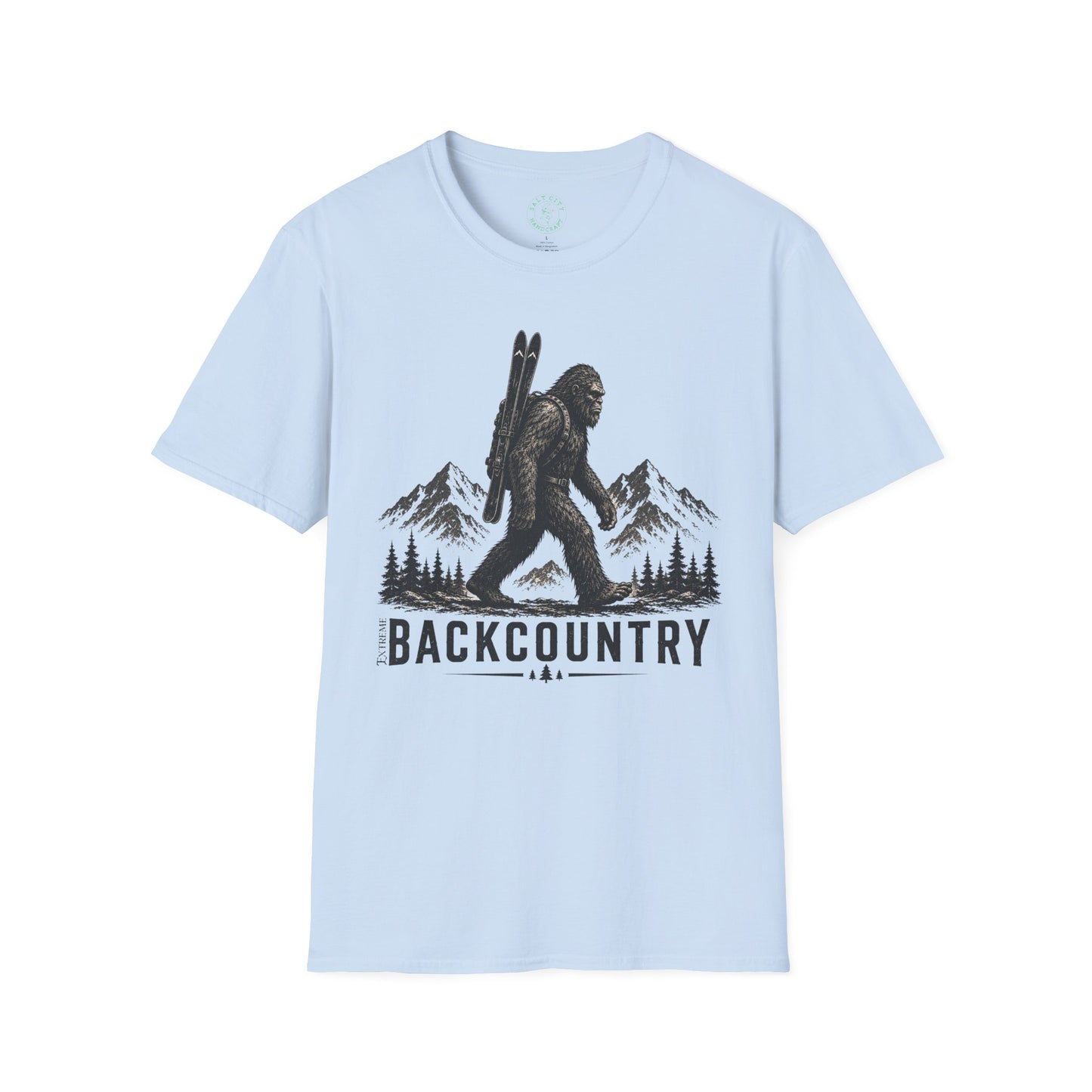 Backcountry Sasquatch T-Shirt — Mountain Skiing Bigfoot Outdoor Tee