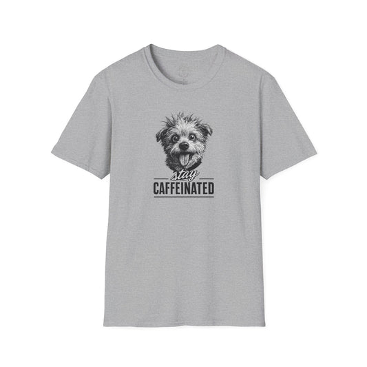 Stay Caffeinated Dog T-Shirt — Cute Pup Coffee Lover Tee