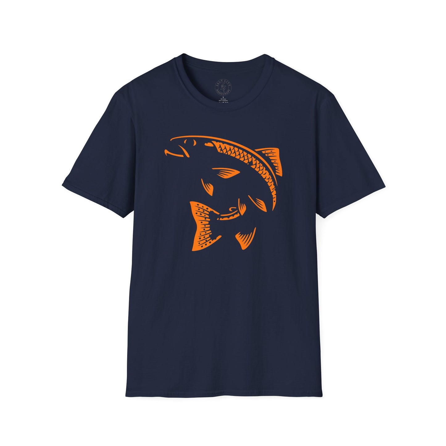 Fish Graphic T-Shirt — Orange Carved Bass Tee for Anglers & Coastal Style