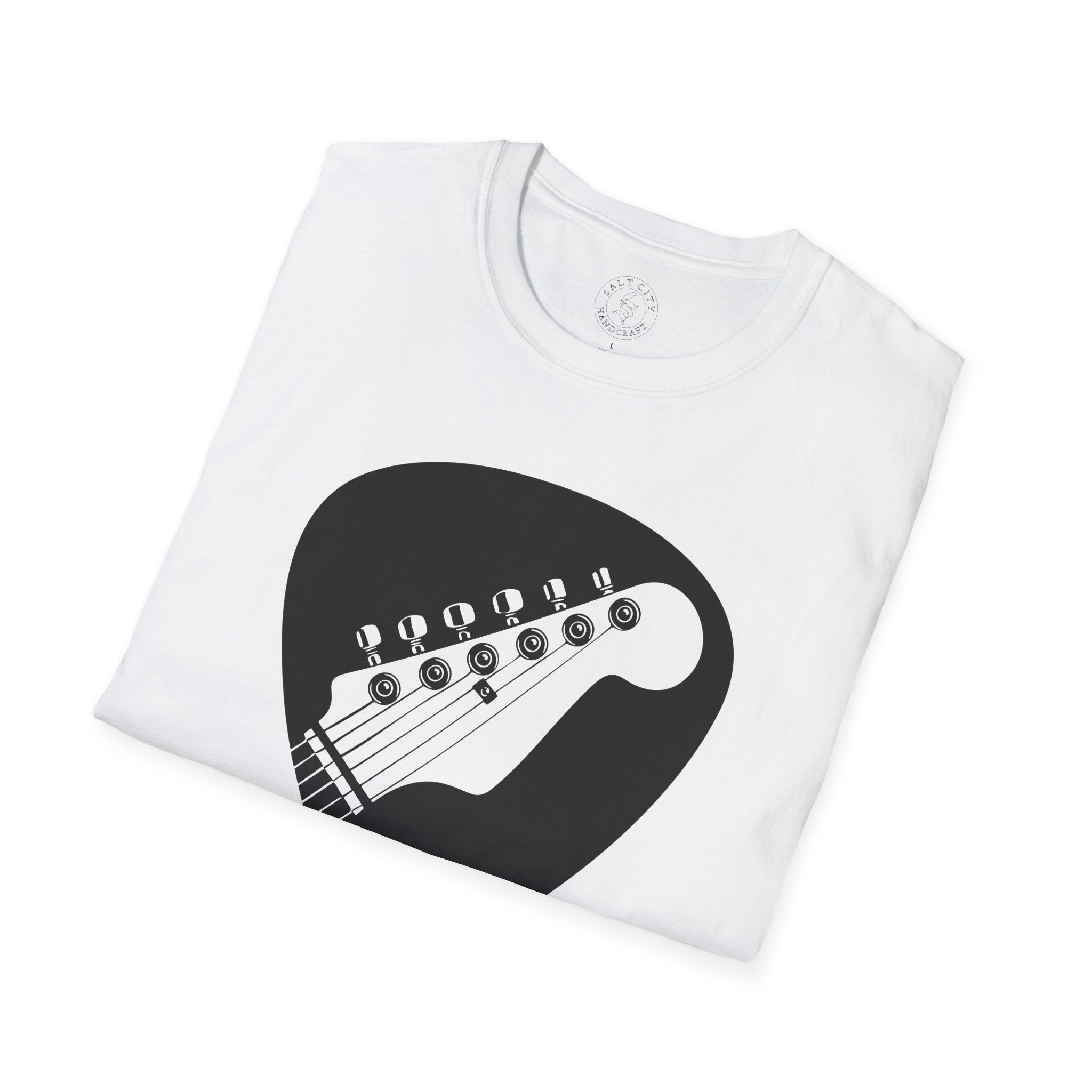 Guitar Pick with Electric Guitar Headstock T-Shirt | Guitar Tee