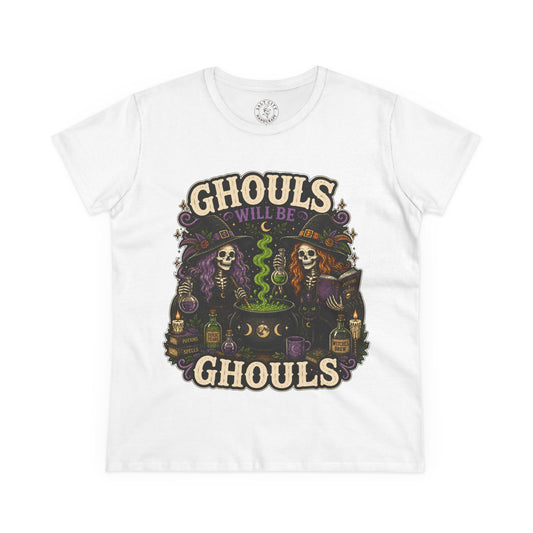 Halloween Ghouls Tee – "Ghouls Will Be Ghouls" Skull Cauldron T-Shirt