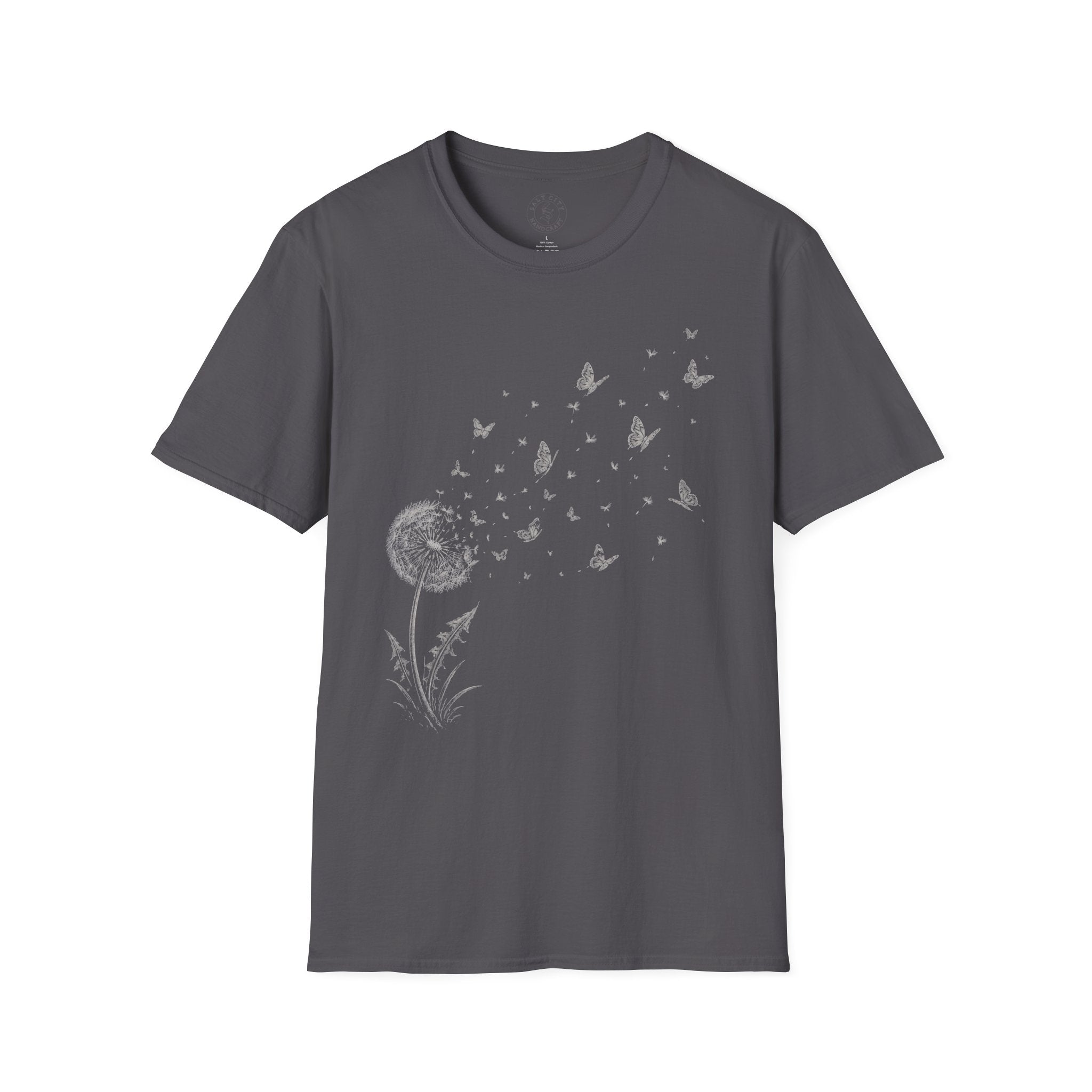 Dandelion & Butterflies T-Shirt — Whimsical Nature Graphic Tee
