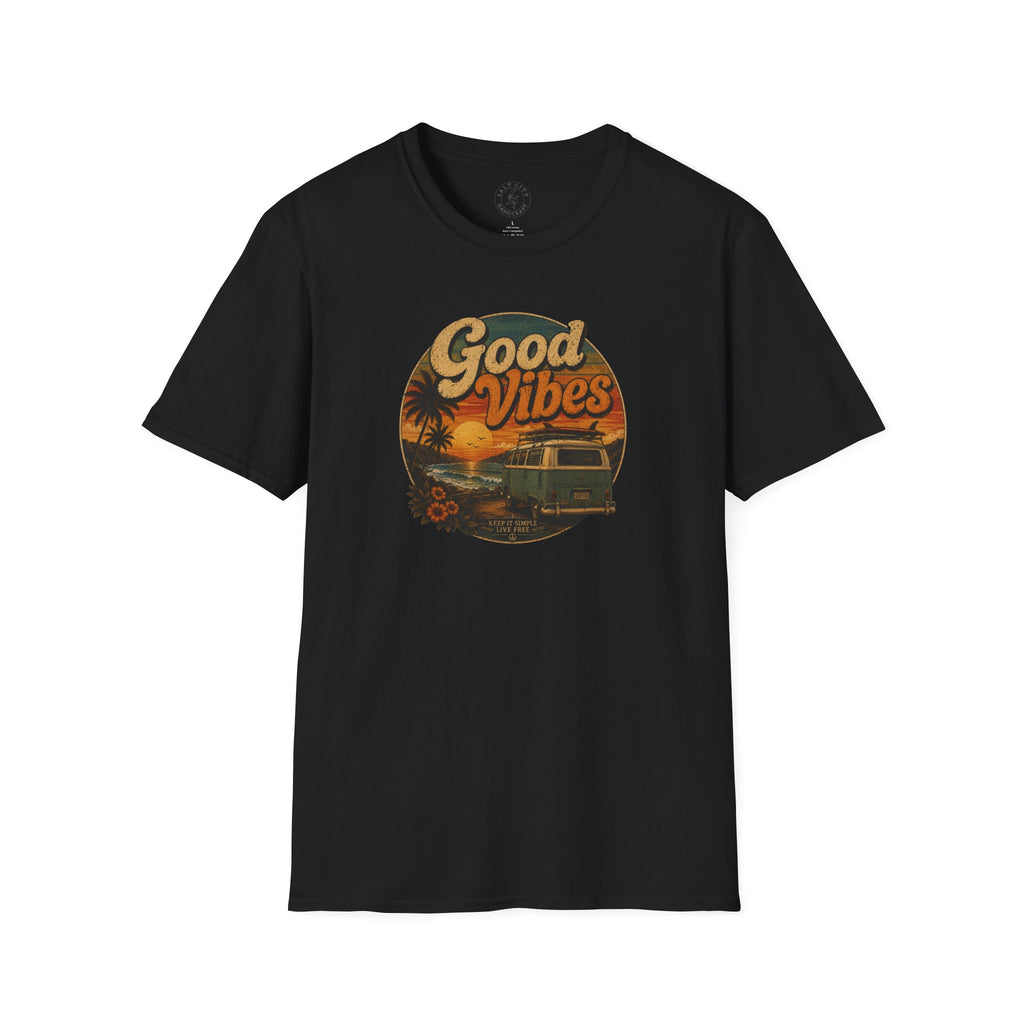 Good Vibes Sunset Tee — Retro Surf Van T-Shirt