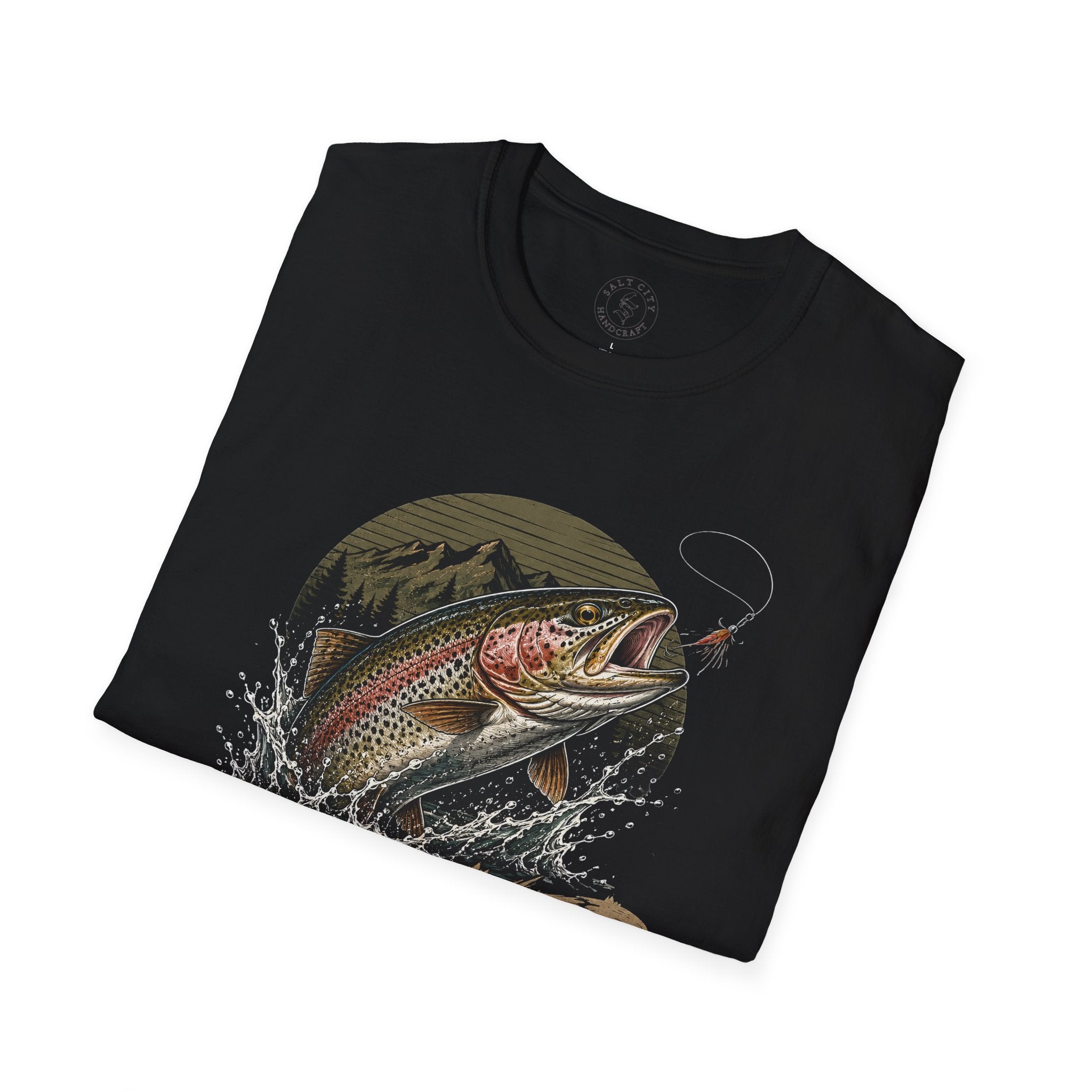 Fishing T-Shirt — 'Hooked' Rainbow Trout Graphic Tee