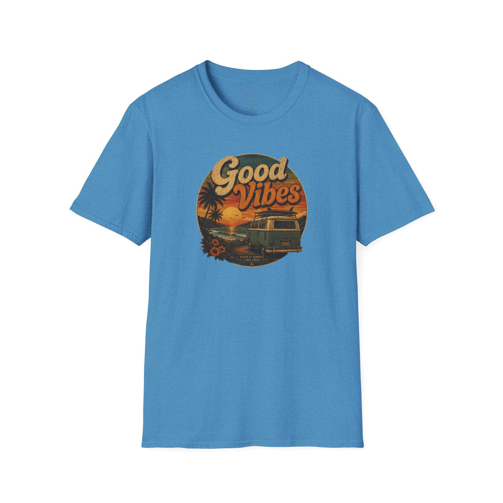 Good Vibes Sunset Tee — Retro Surf Van T-Shirt