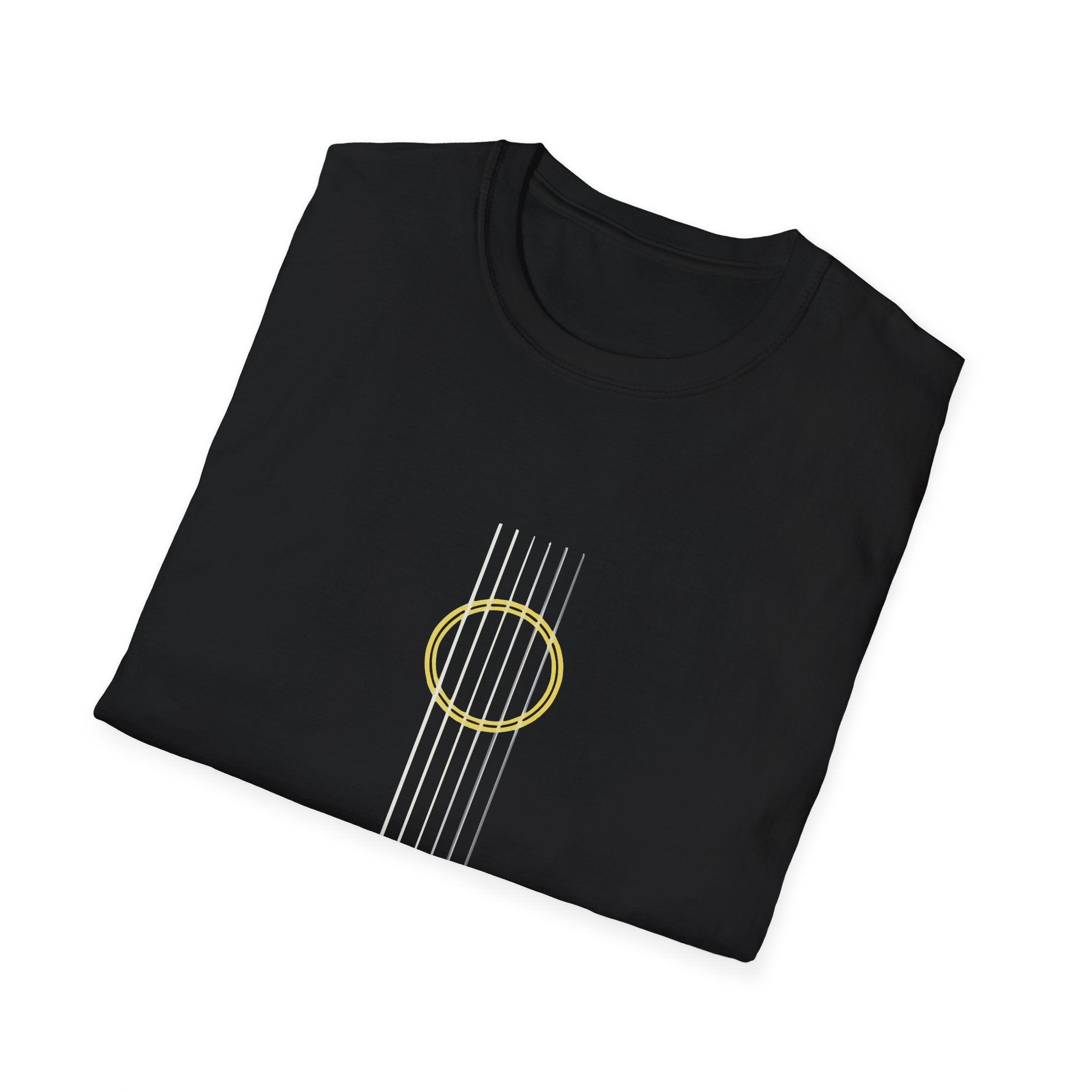 Minimal Acoustic Guitar Graphic T-Shirt | Yellow Guitar Strings