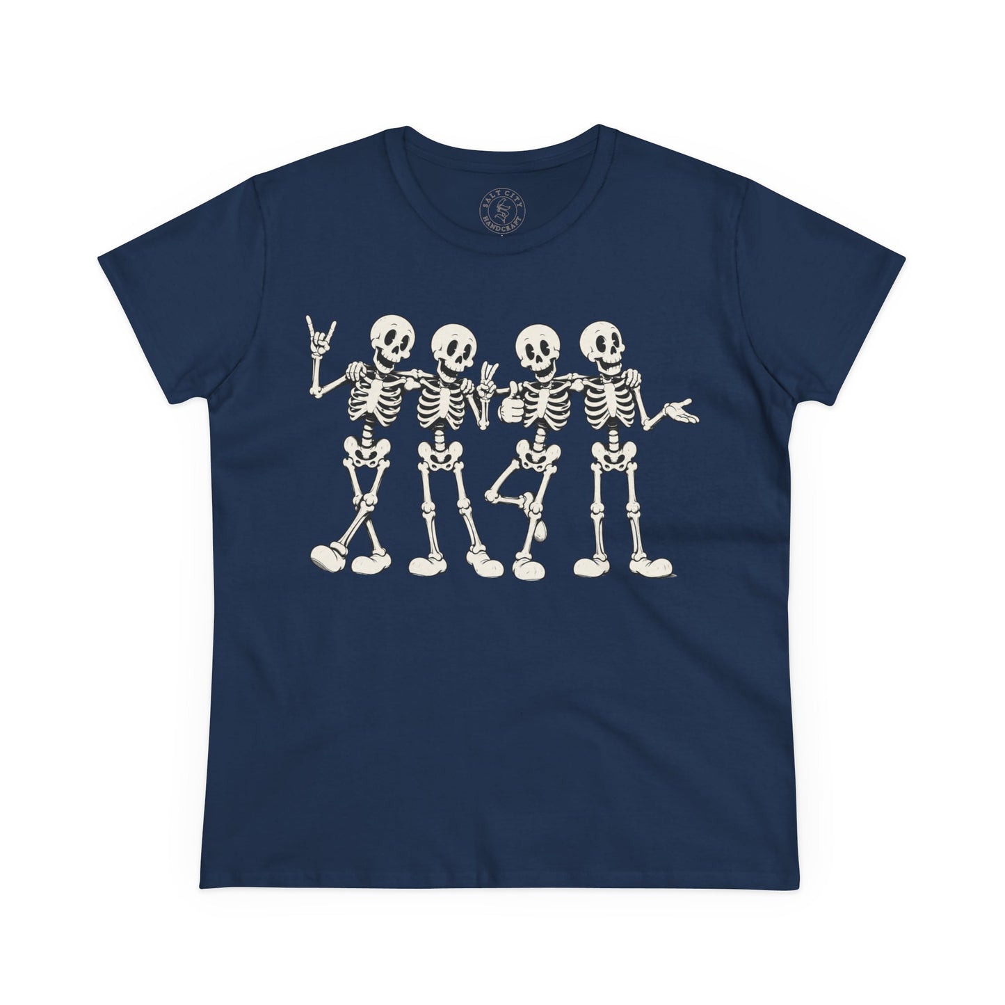 Women's Dancing Skeletons Graphic Shirt (Cute Spooky Halloween Top)