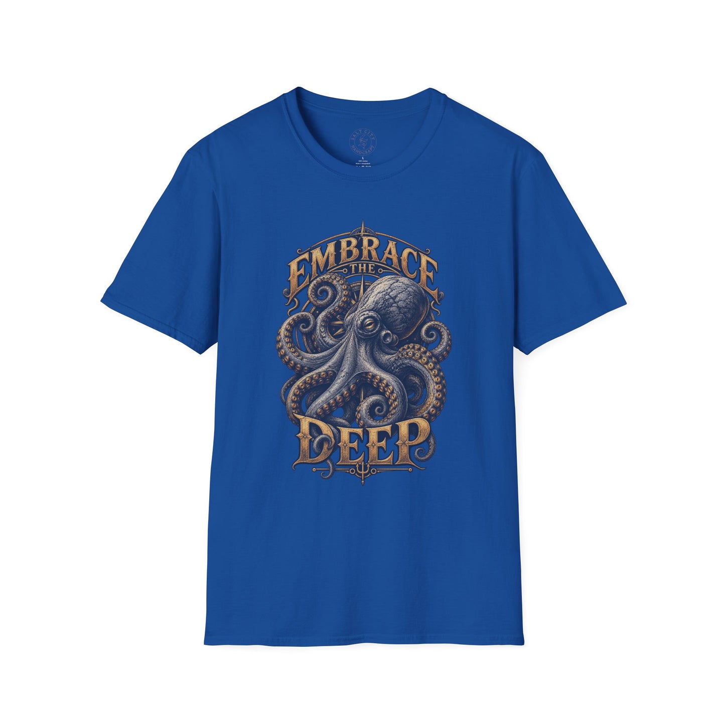 Unisex Softstyle T-Shirt - Unique Octopus Print - Slightly Faded Design