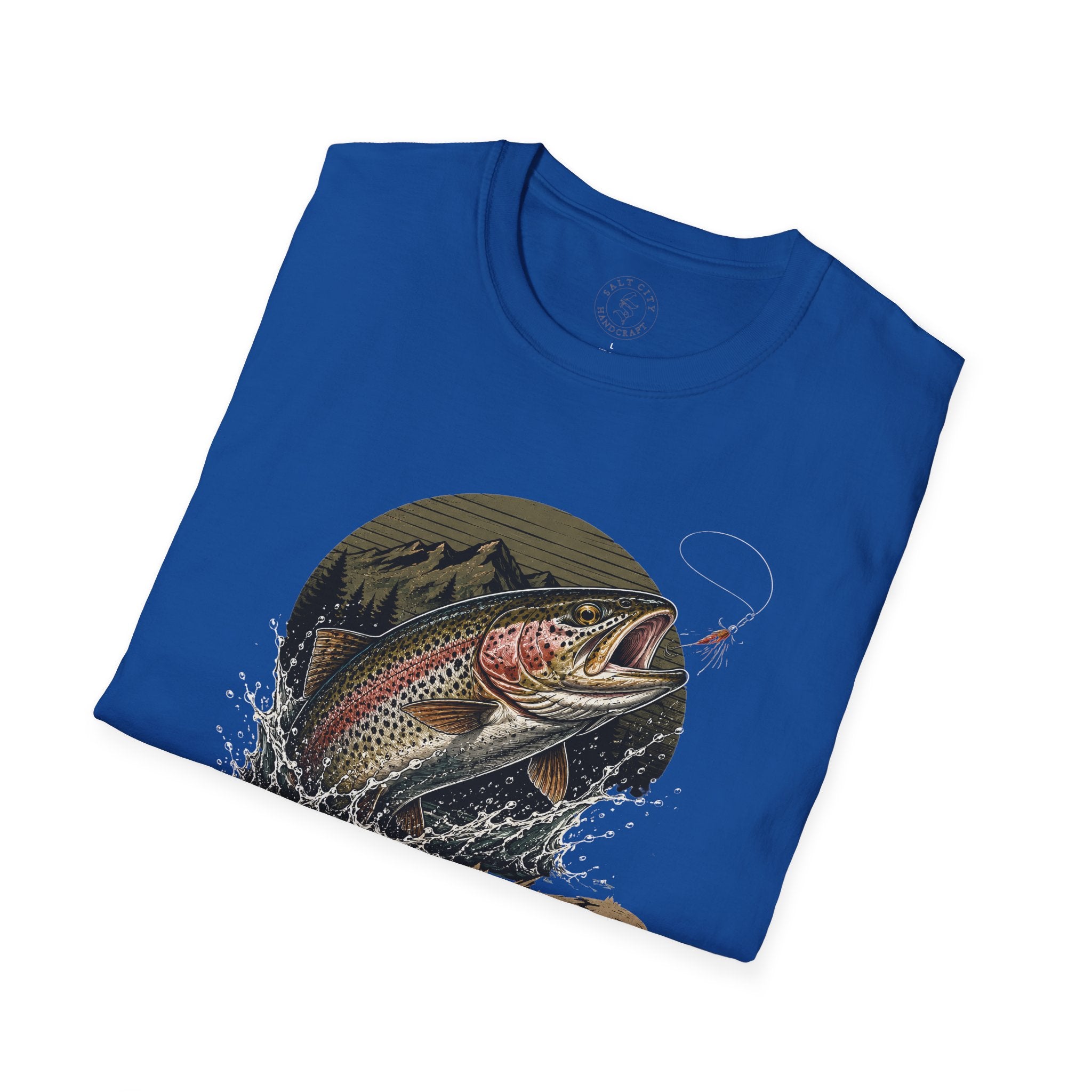 Fishing T-Shirt — 'Hooked' Rainbow Trout Graphic Tee