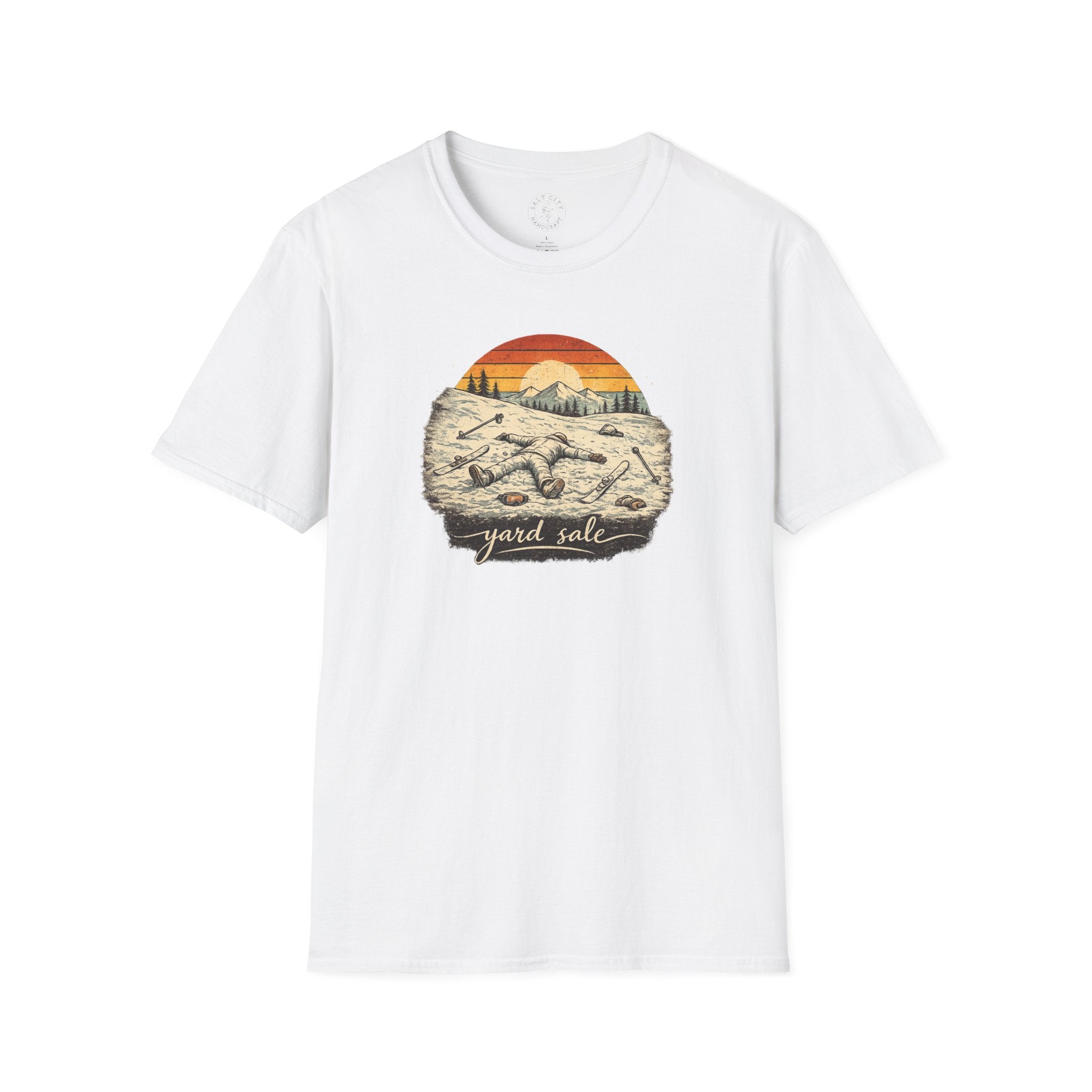 Yard Sale T-Shirt | Retro Mountain Ski Scene Graphic Tee | Ski Tee