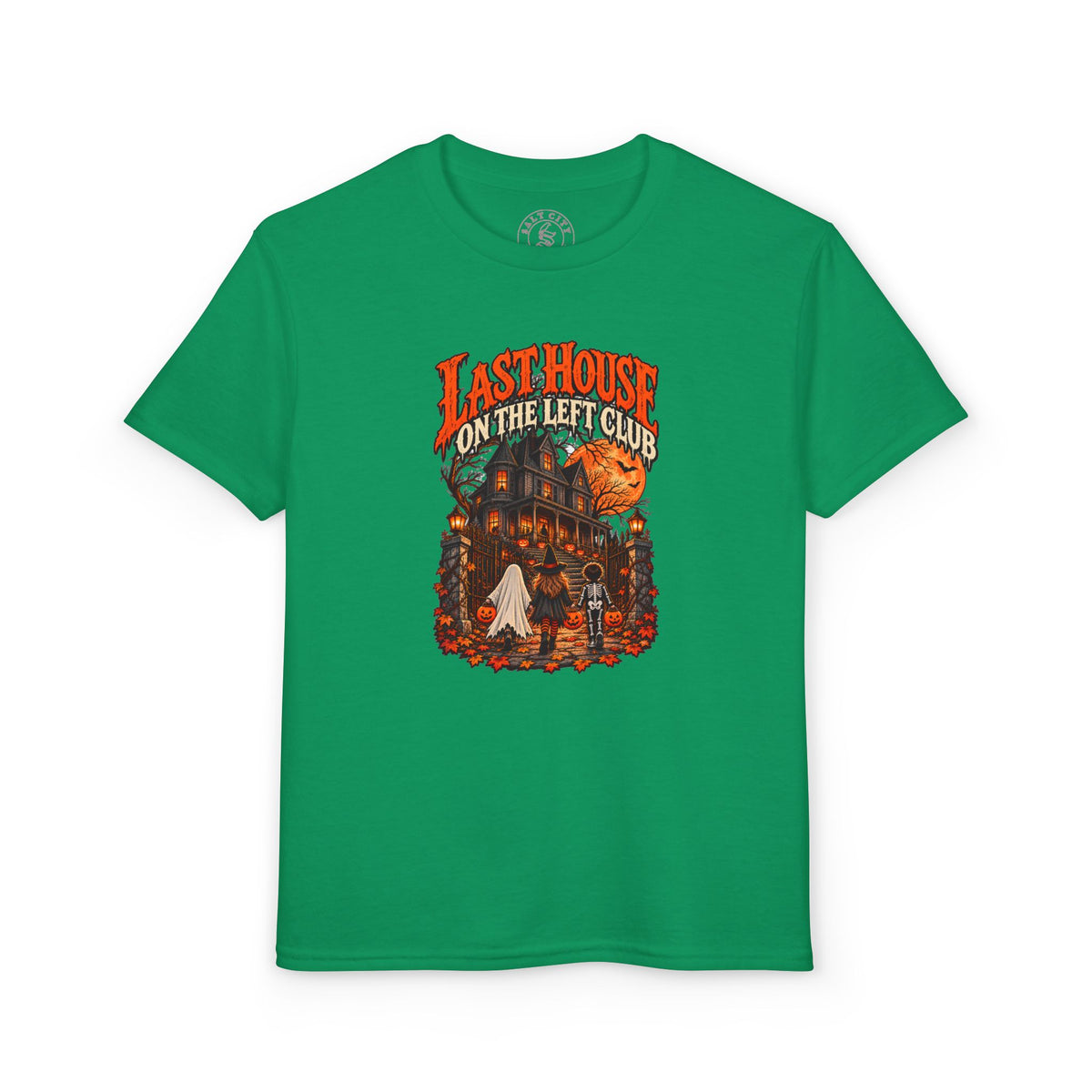 Youth T-Shirt — "Last House on the Left Club" Halloween Haunted House Graphic