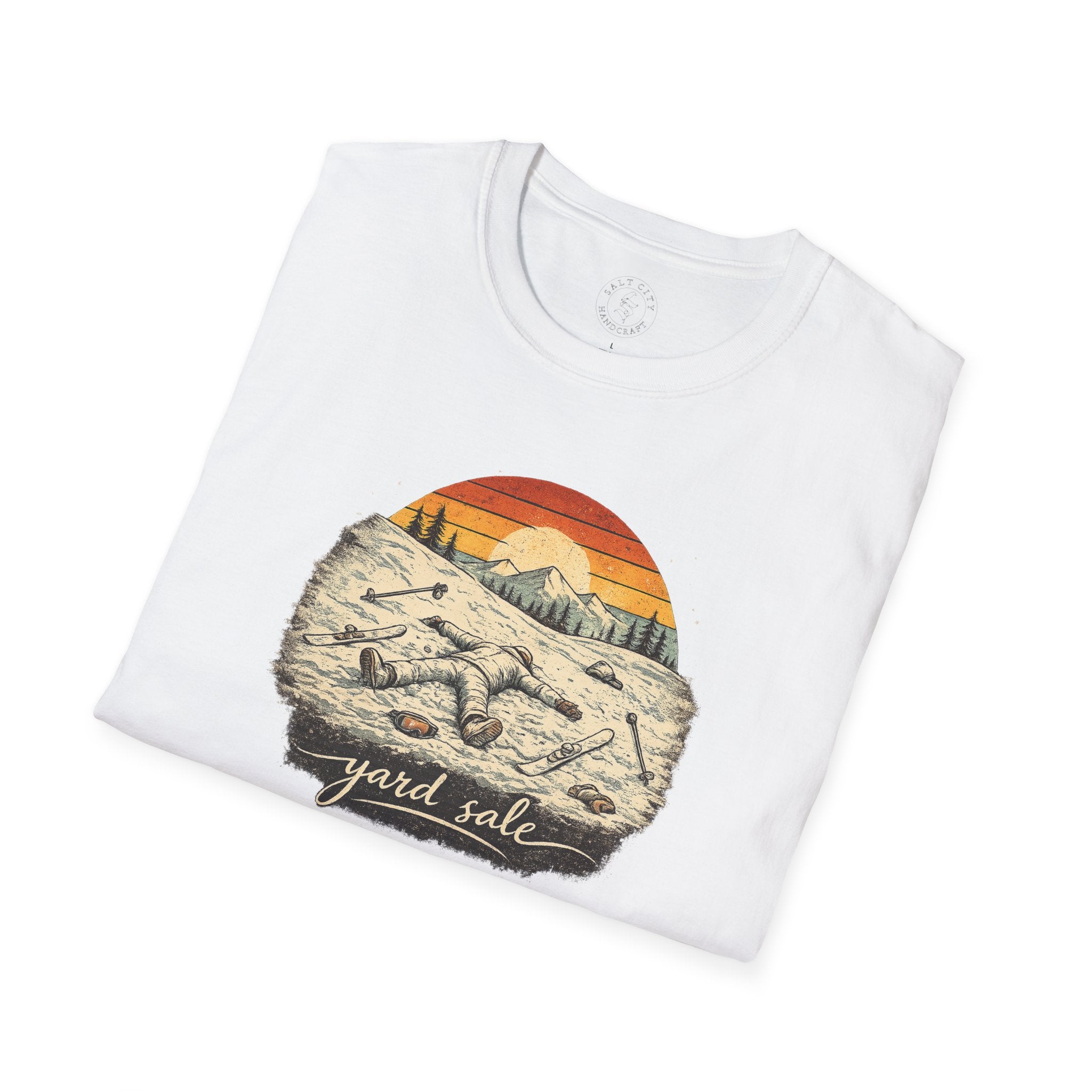 Yard Sale T-Shirt | Retro Mountain Ski Scene Graphic Tee | Ski Tee
